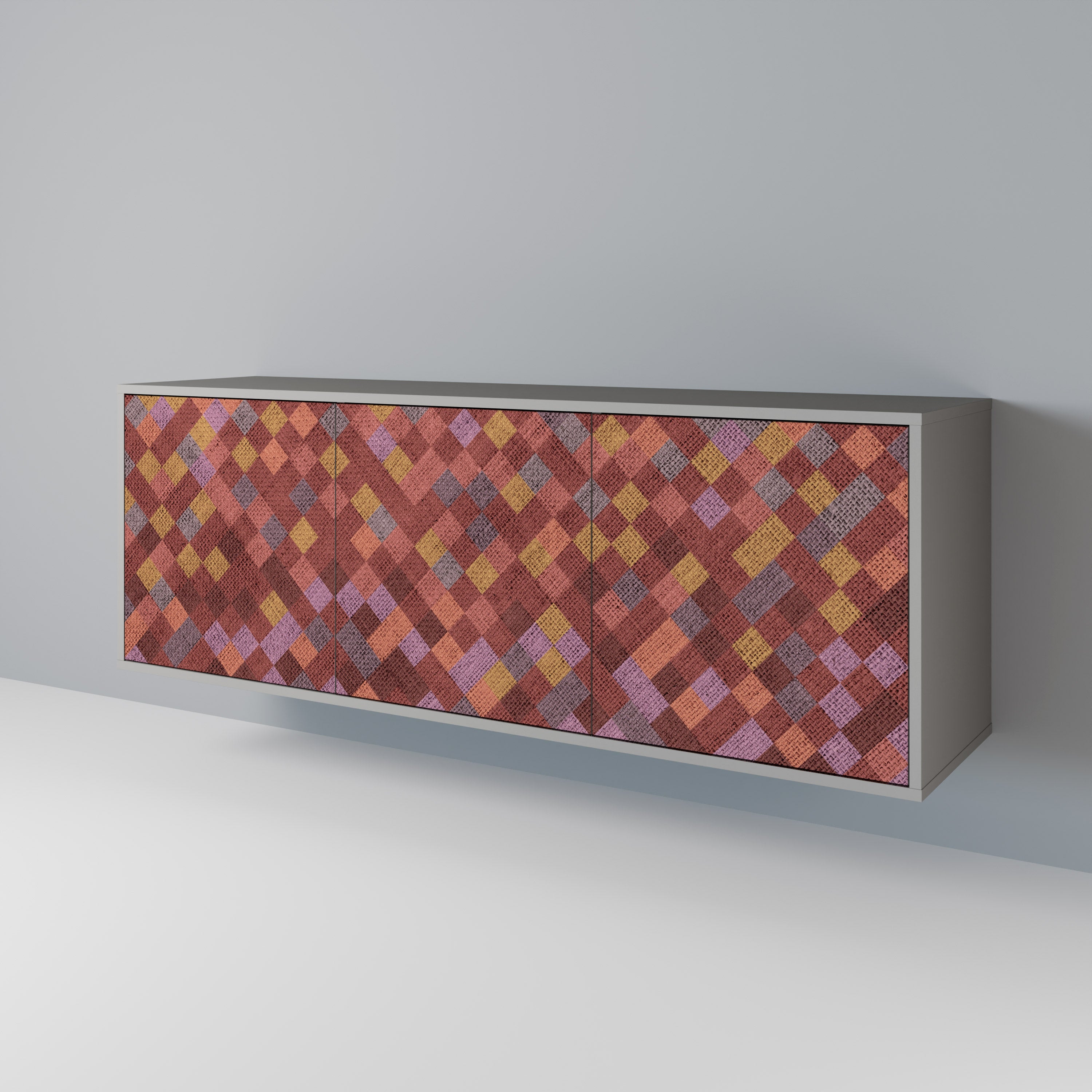 Aparador de 3 puertas PAINTED SQUARES en acabado gris
