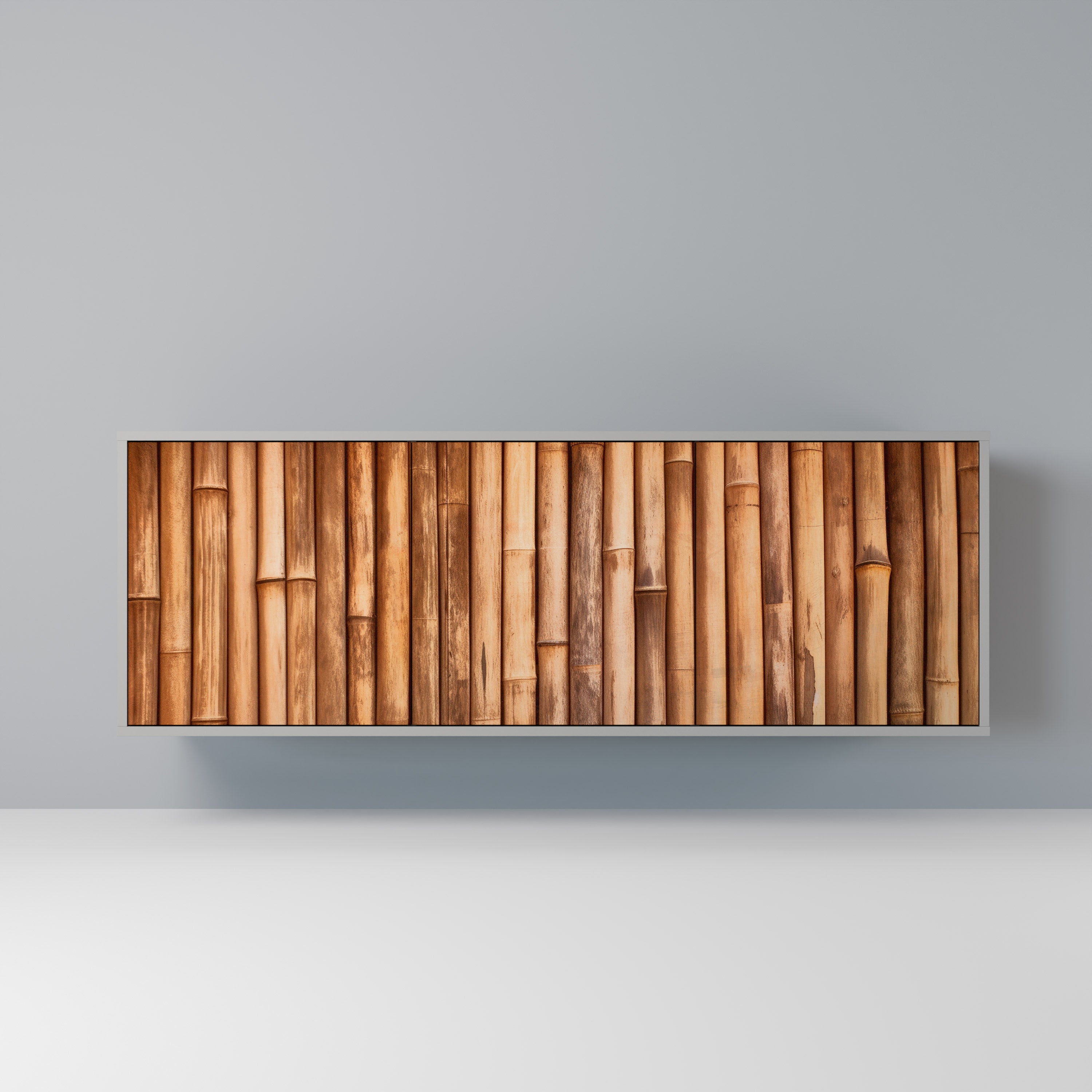 Aparador de 3 puertas de madera natural en acabado gris