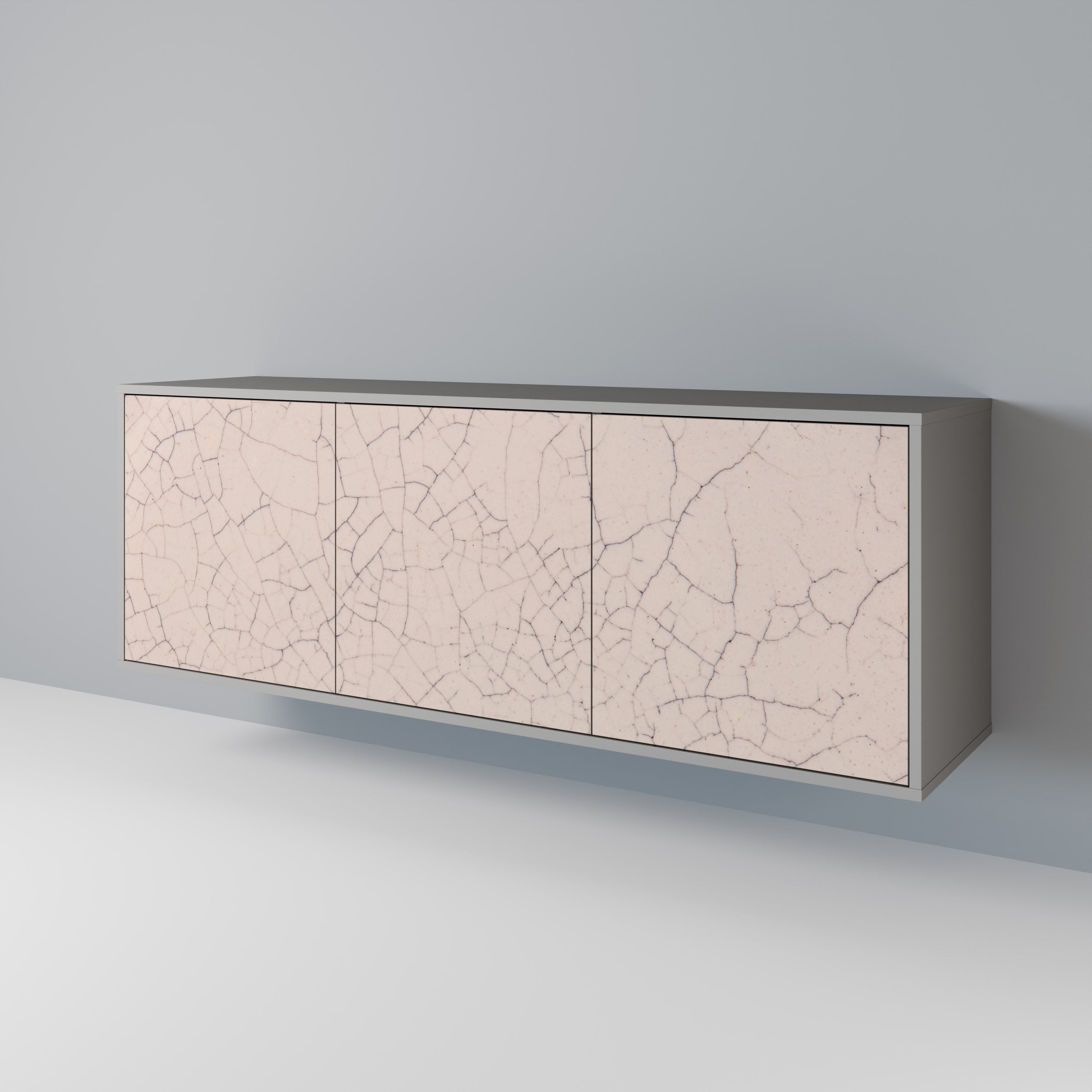 Aparador de 3 puertas con textura cerámica en acabado gris