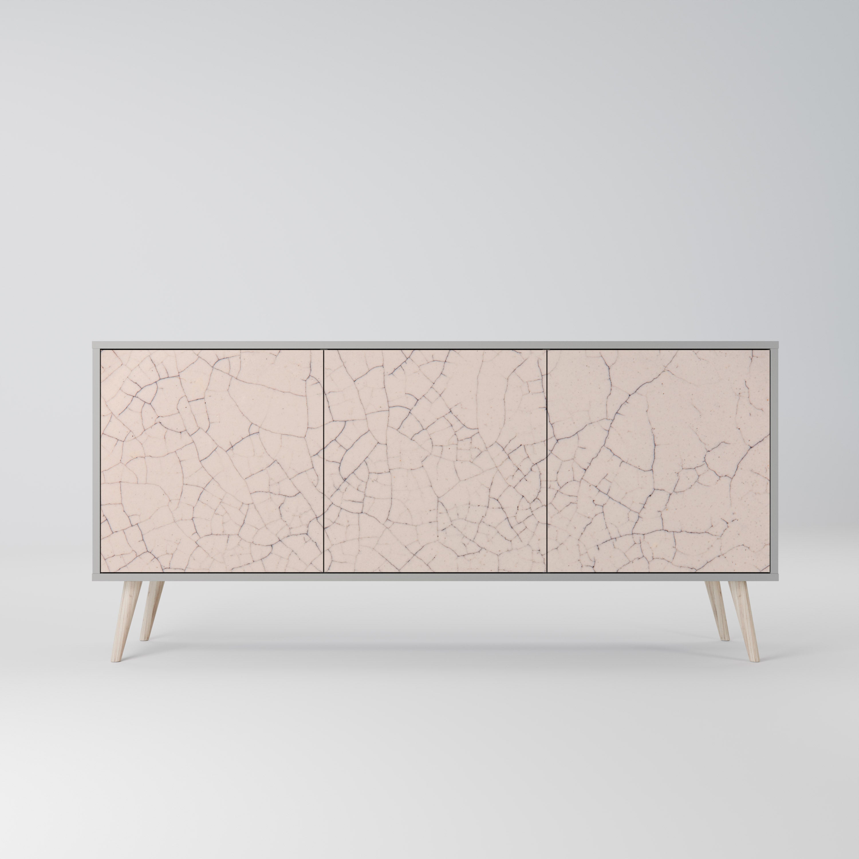 CERAMIC TEXTURE 3-Door Sideboard in Grey Finish