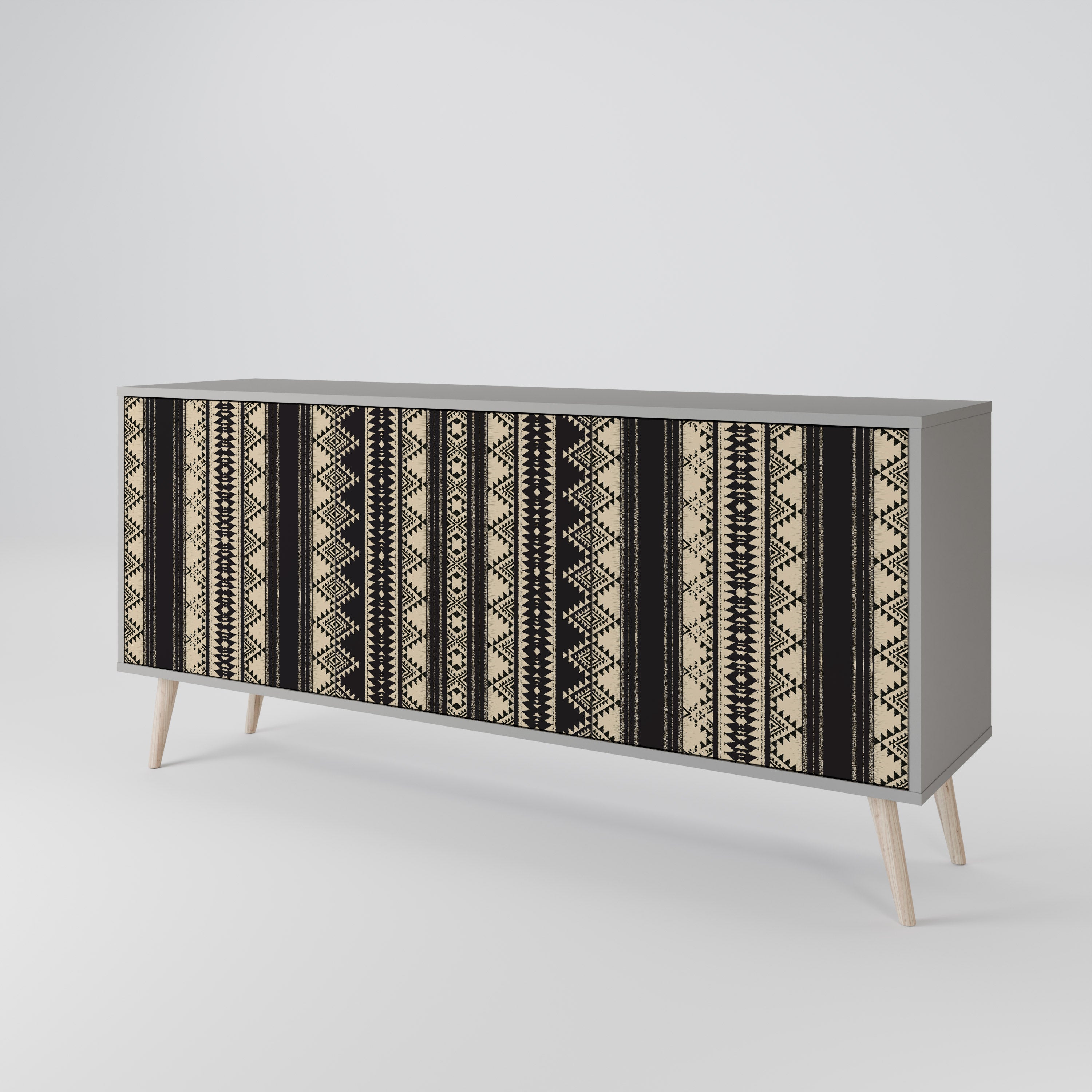 Aparador AZTEC de 3 puertas en acabado gris