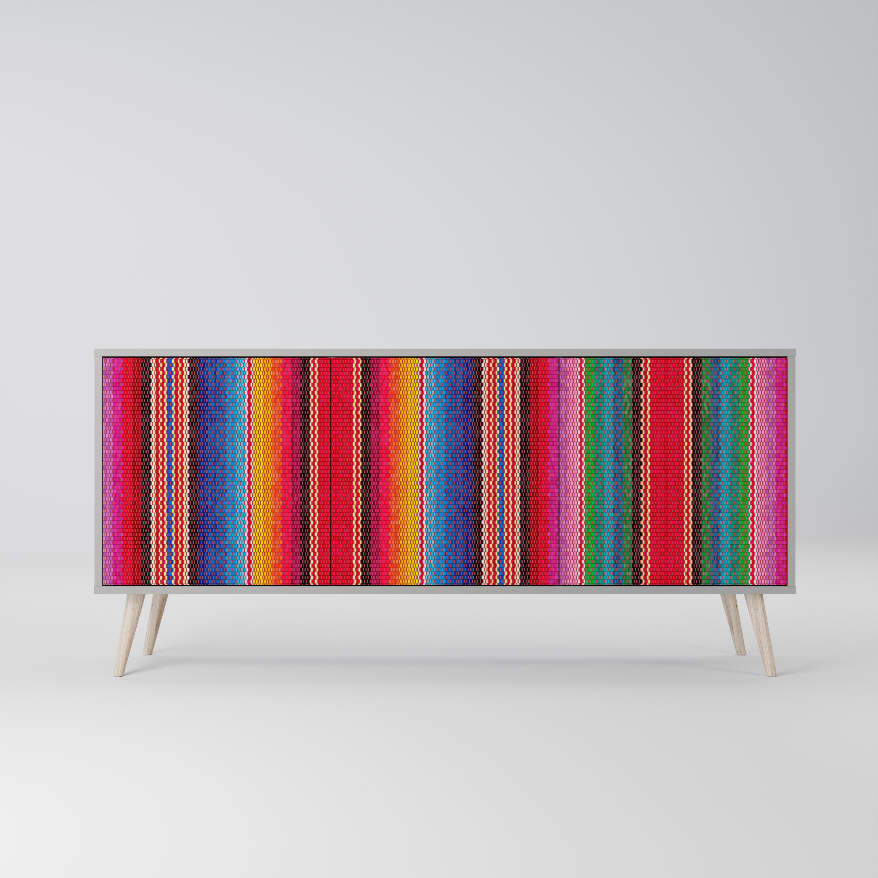 ETHNIC MEXICAN 3-Door Sideboard in Grey Finish