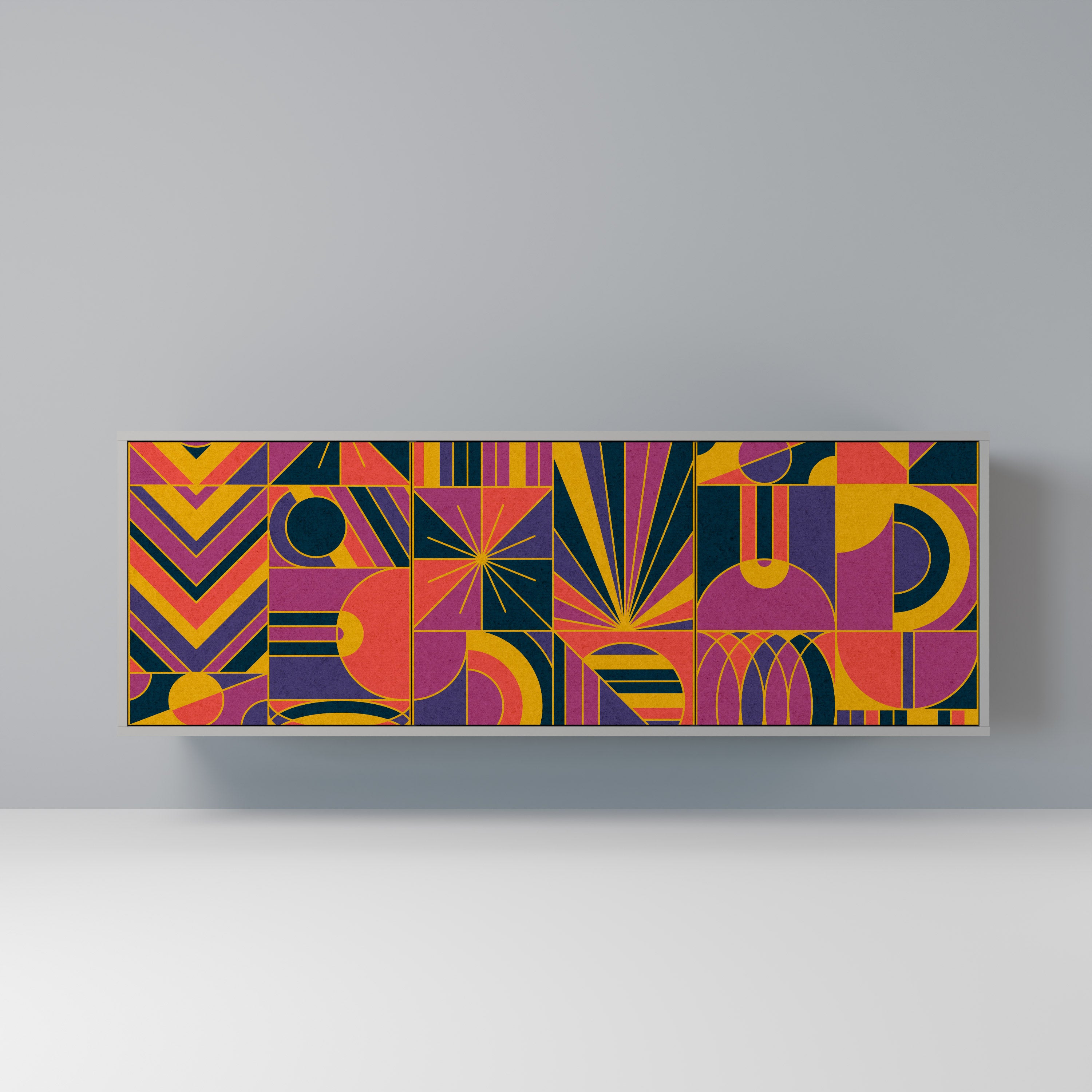 Aparador de 3 puertas ELECTRIC PATTERNS en acabado gris