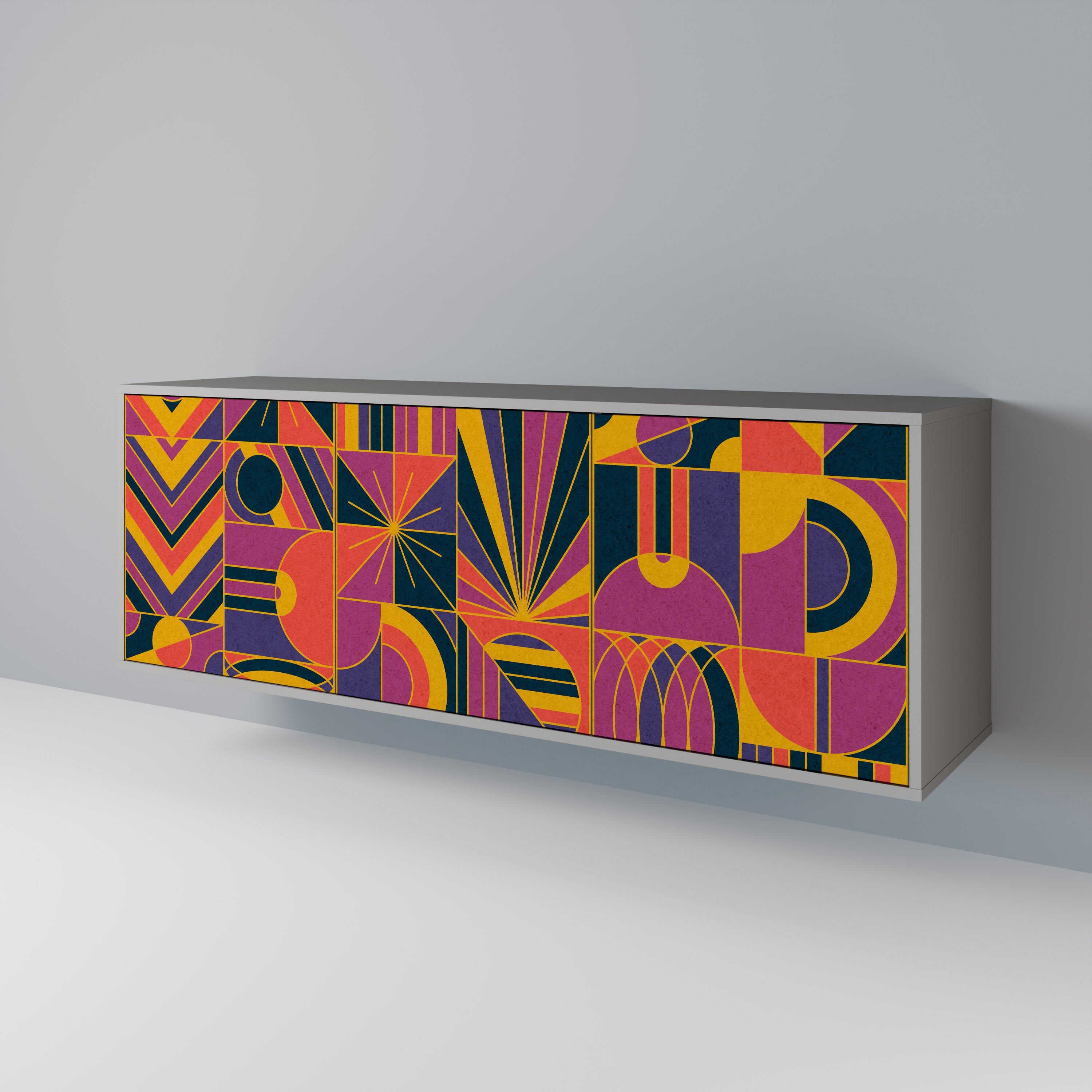 Aparador de 3 puertas ELECTRIC PATTERNS en acabado gris