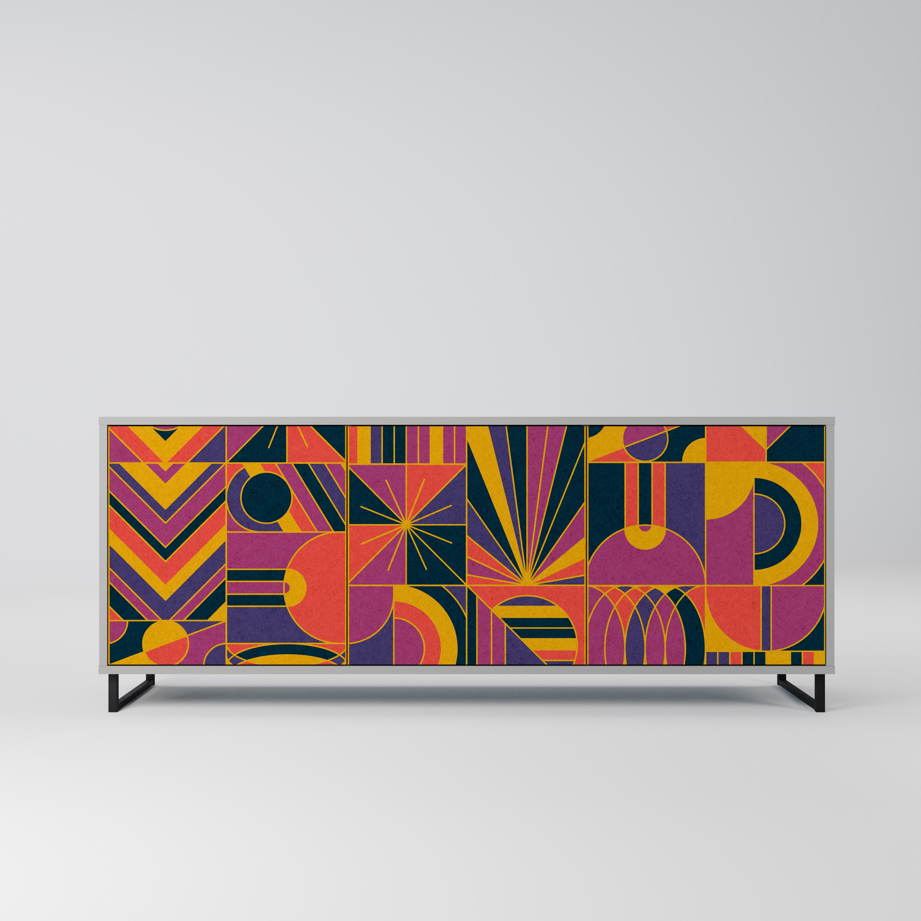 Aparador de 3 puertas ELECTRIC PATTERNS en acabado gris