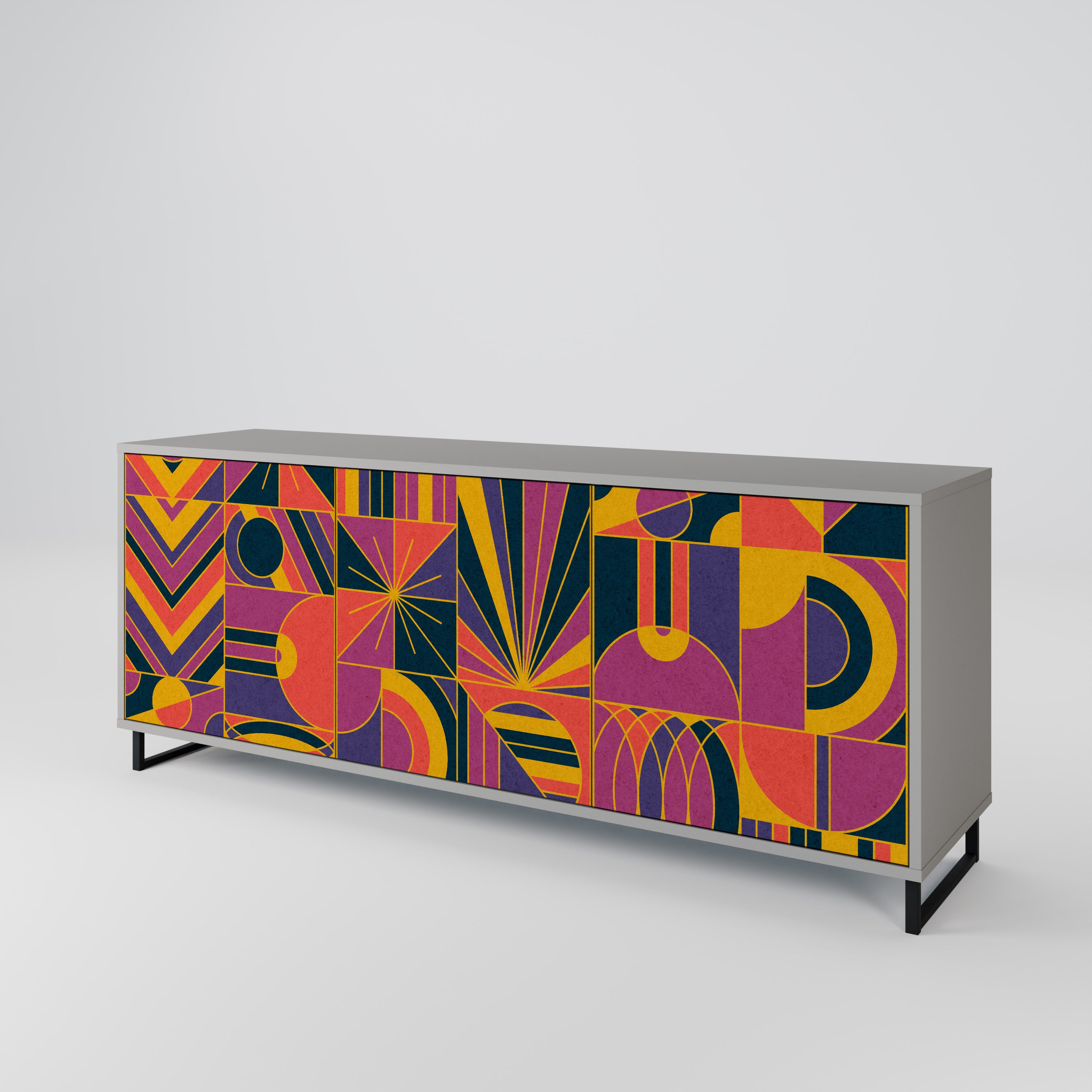 Aparador de 3 puertas ELECTRIC PATTERNS en acabado gris