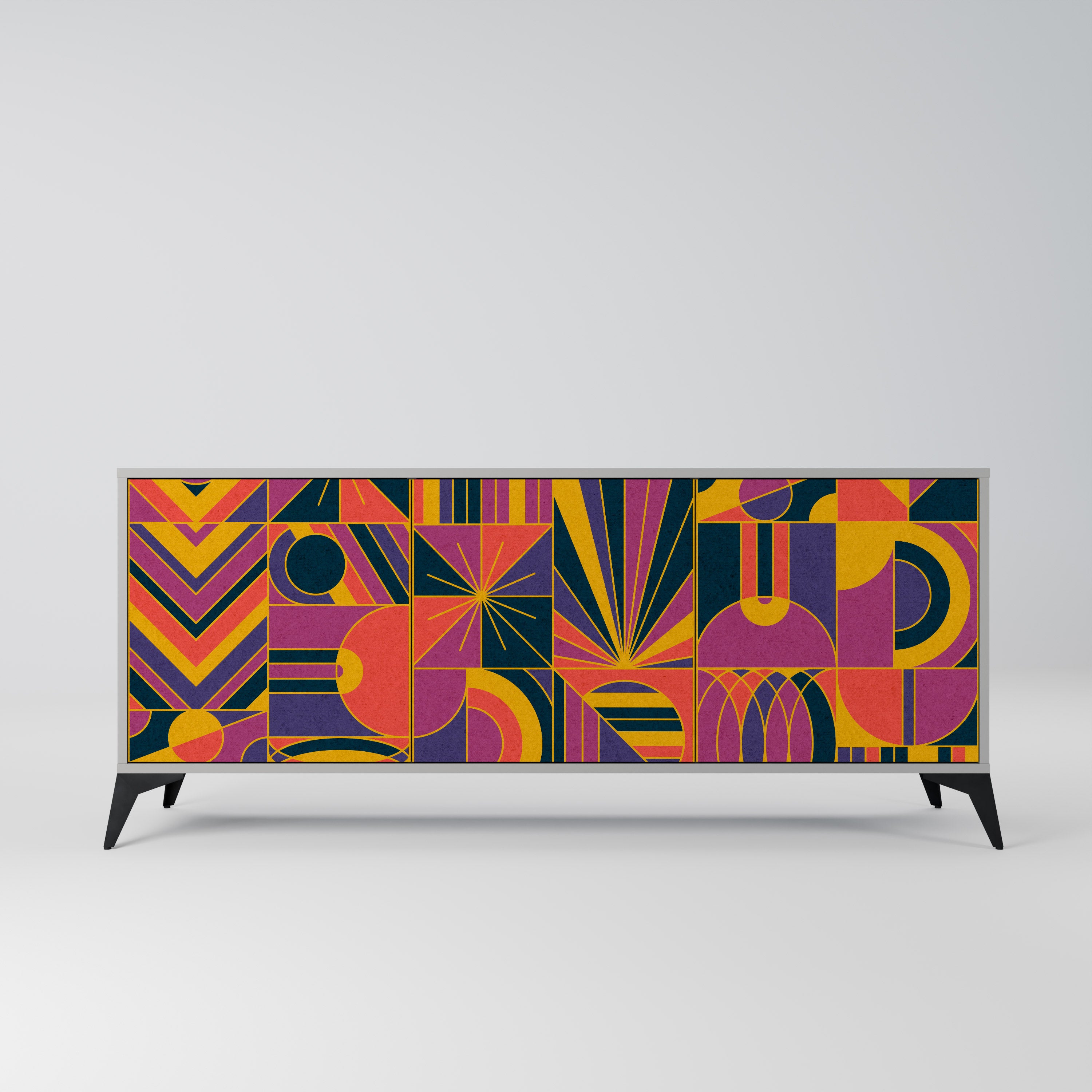Aparador de 3 puertas ELECTRIC PATTERNS en acabado gris