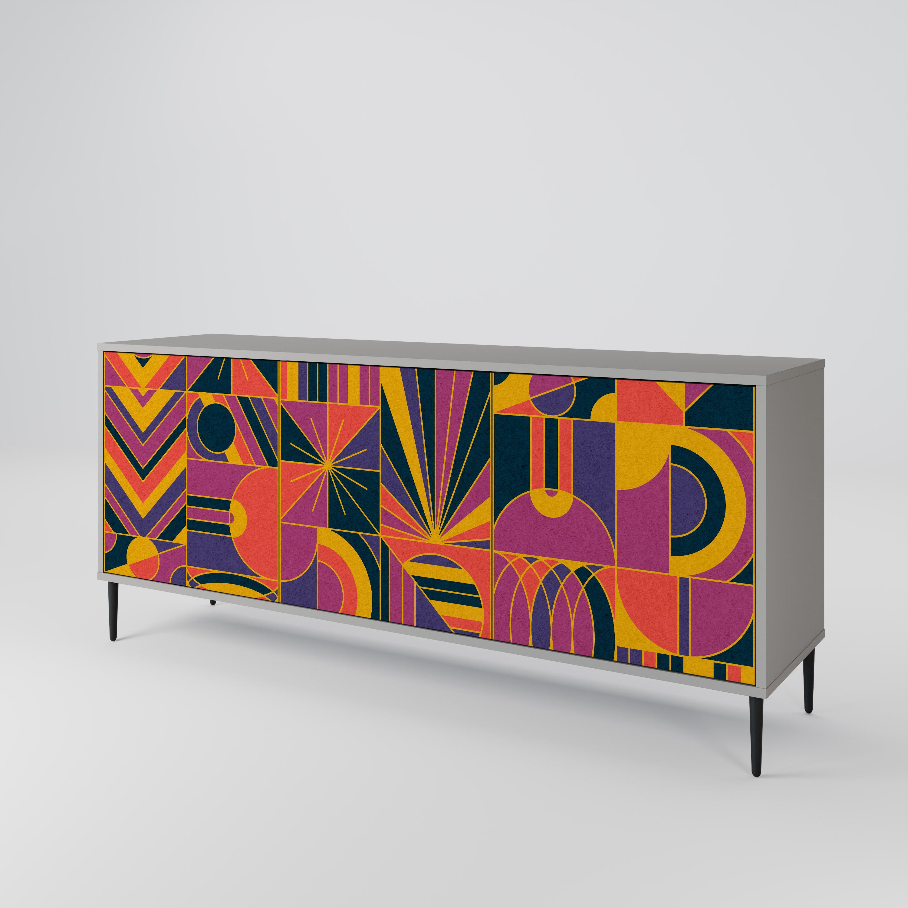 Aparador de 3 puertas ELECTRIC PATTERNS en acabado gris