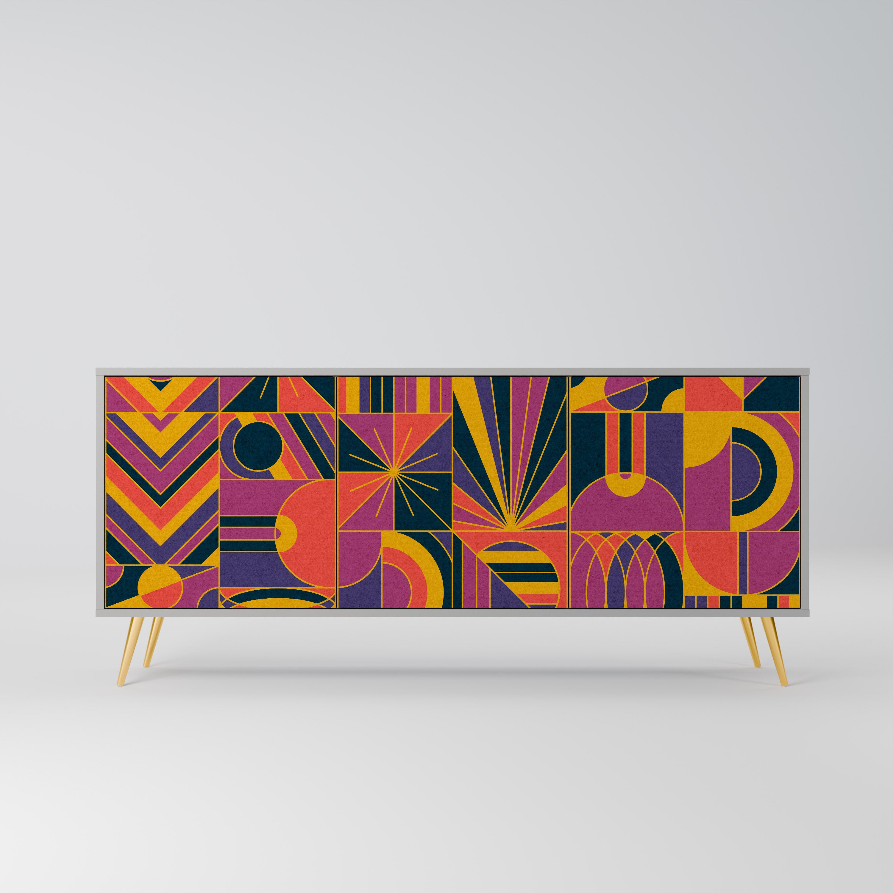 Aparador de 3 puertas ELECTRIC PATTERNS en acabado gris