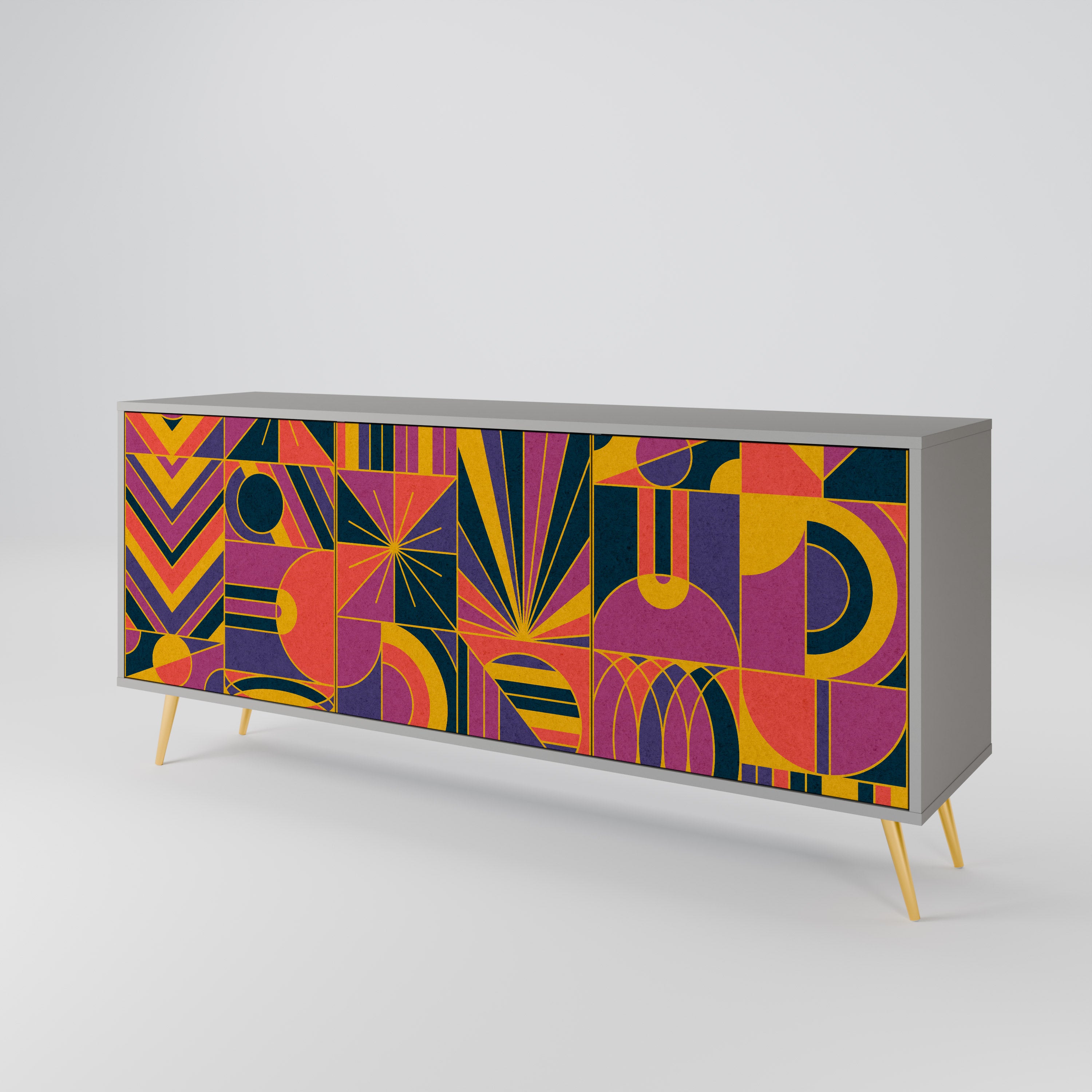 Aparador de 3 puertas ELECTRIC PATTERNS en acabado gris