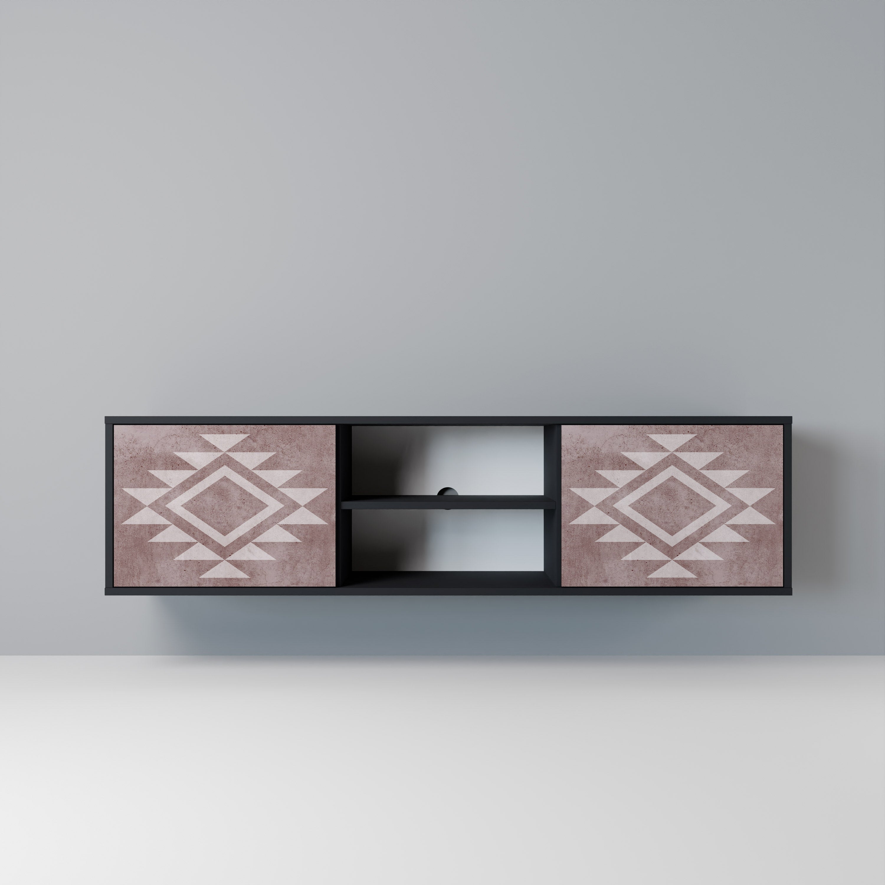 Mueble de TV MARVEL MOSAIC de 2 puertas con acabado negro