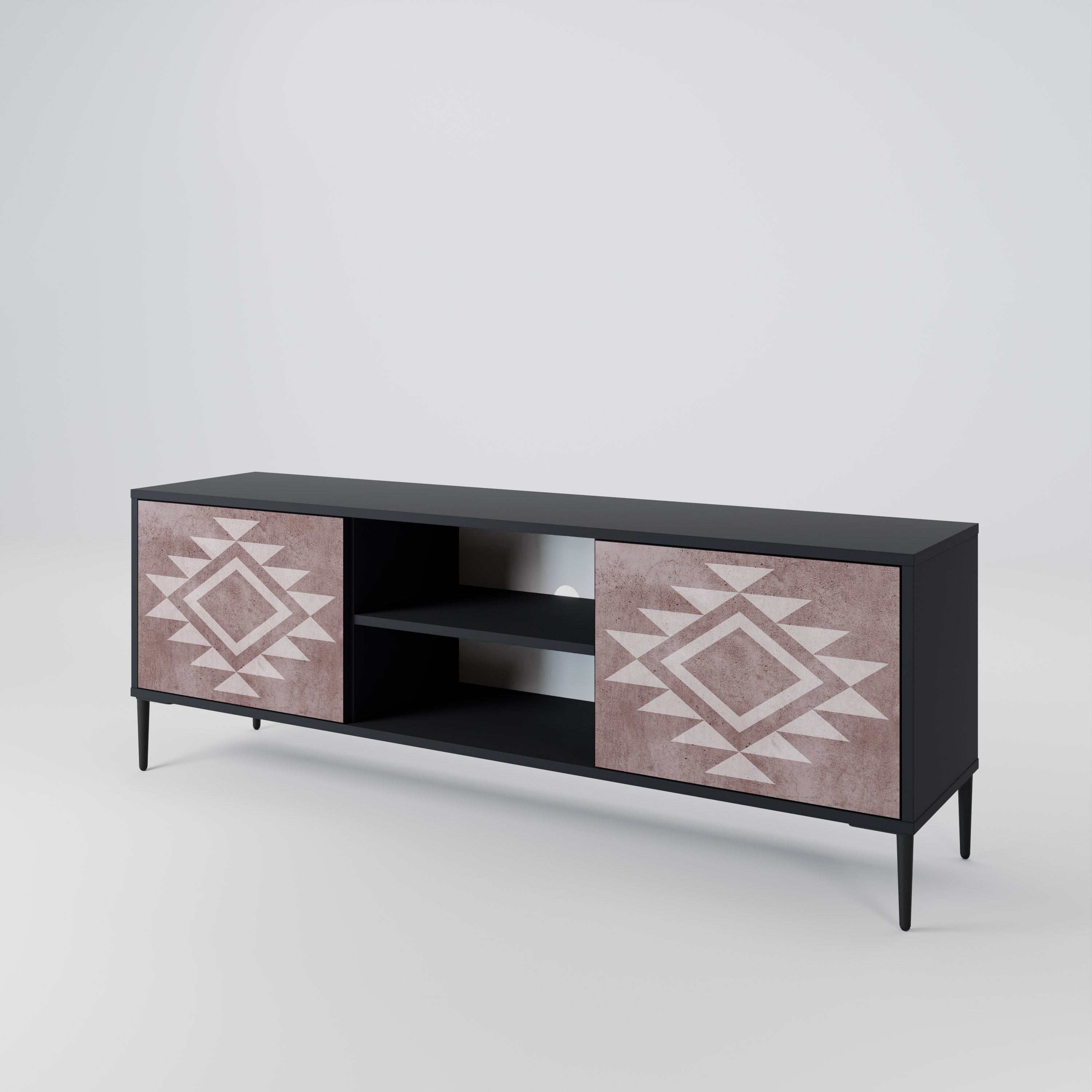 Mueble de TV MARVEL MOSAIC de 2 puertas con acabado negro