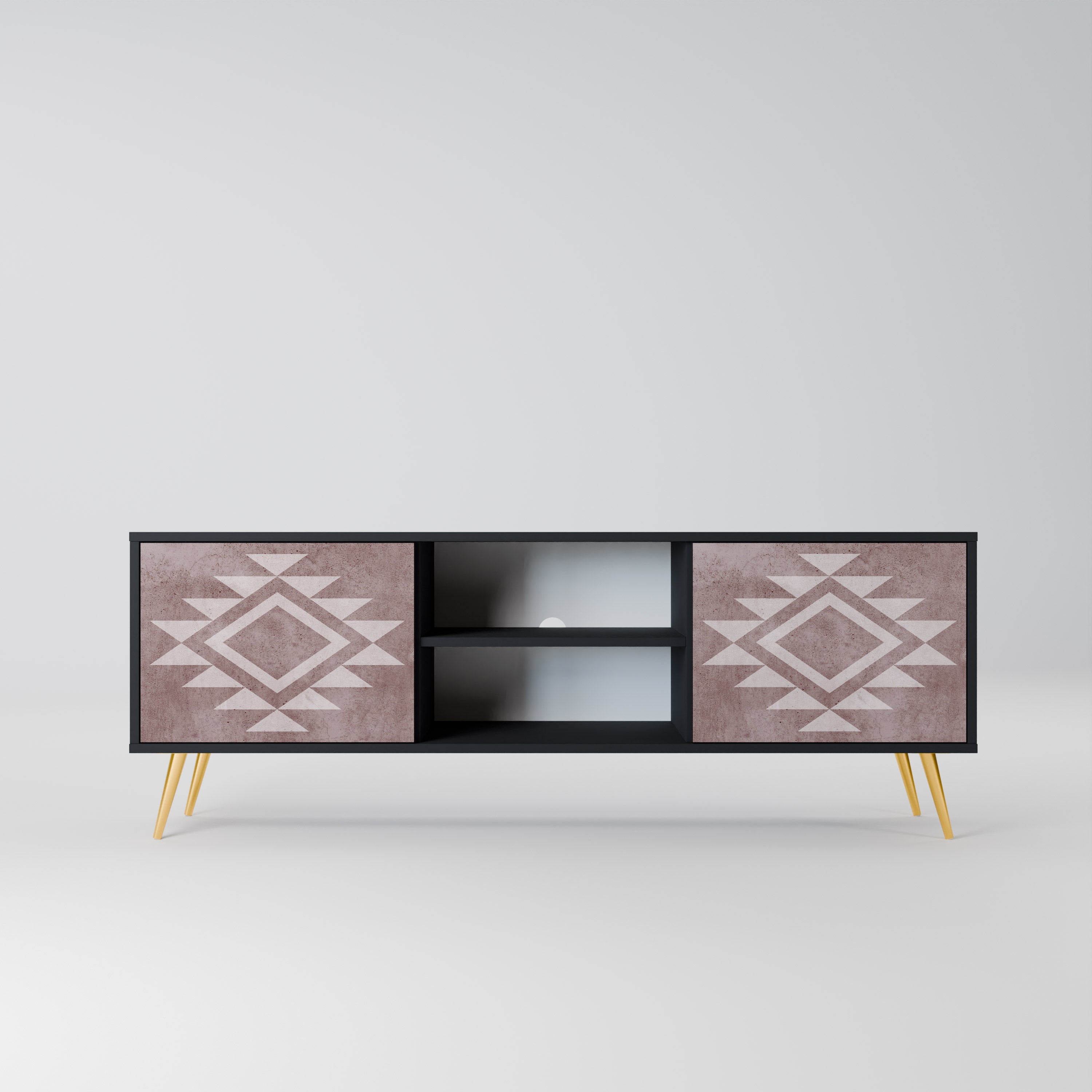 Mueble de TV MARVEL MOSAIC de 2 puertas con acabado negro