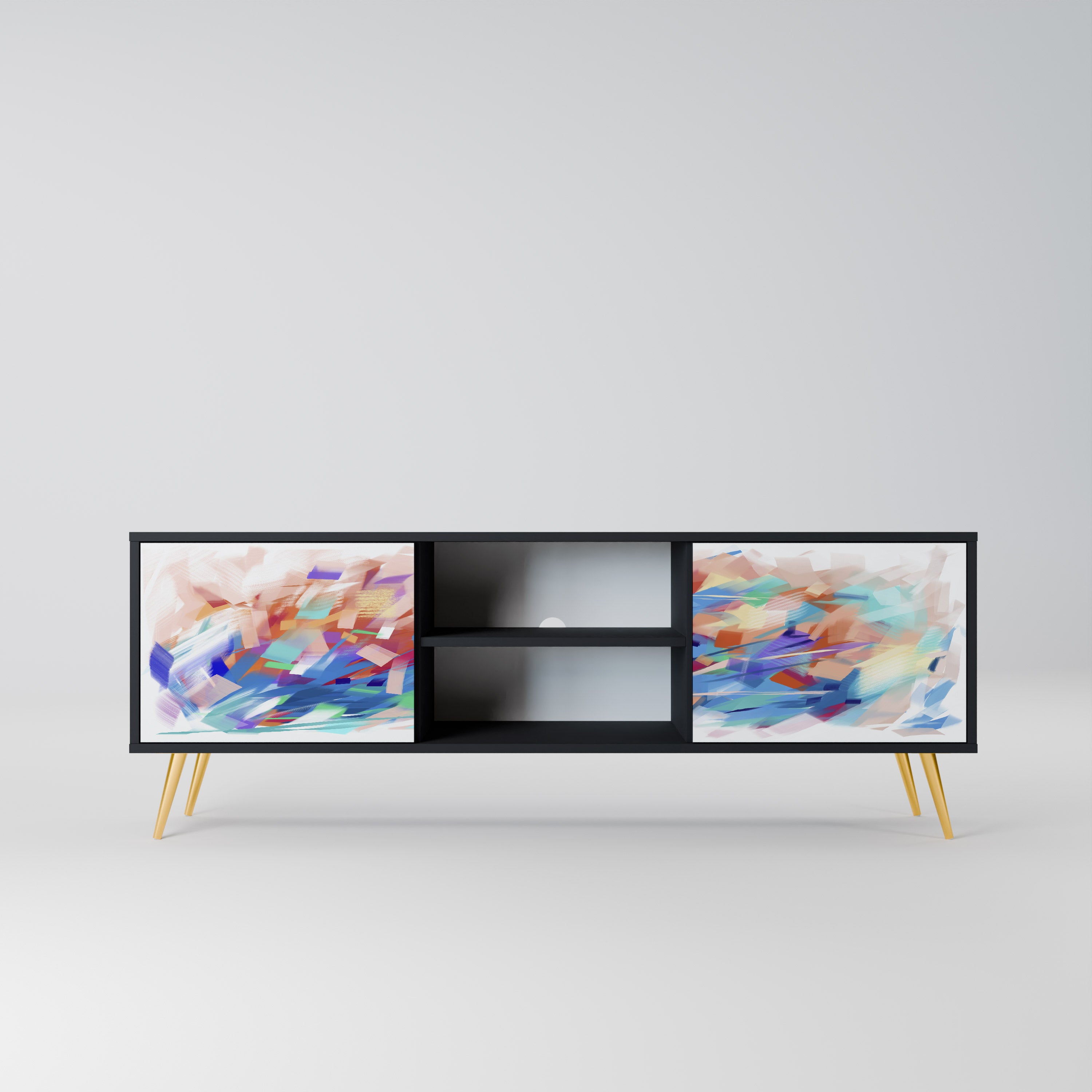 FINESSE MASH-UP 2-Door TV Stand in Black Finish