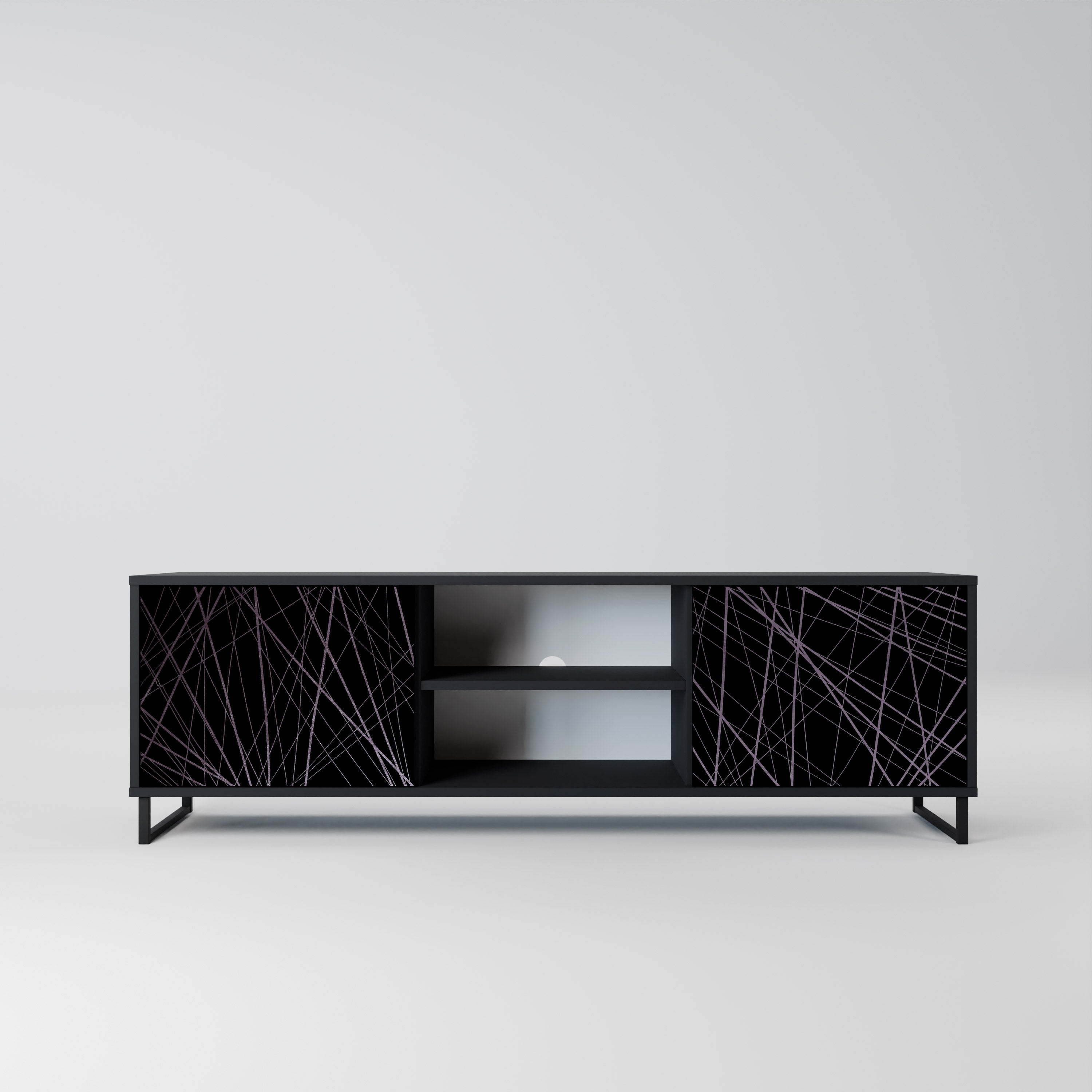 SHIMMER SPIDERGRAM 2-Door TV Stand in Black Finish