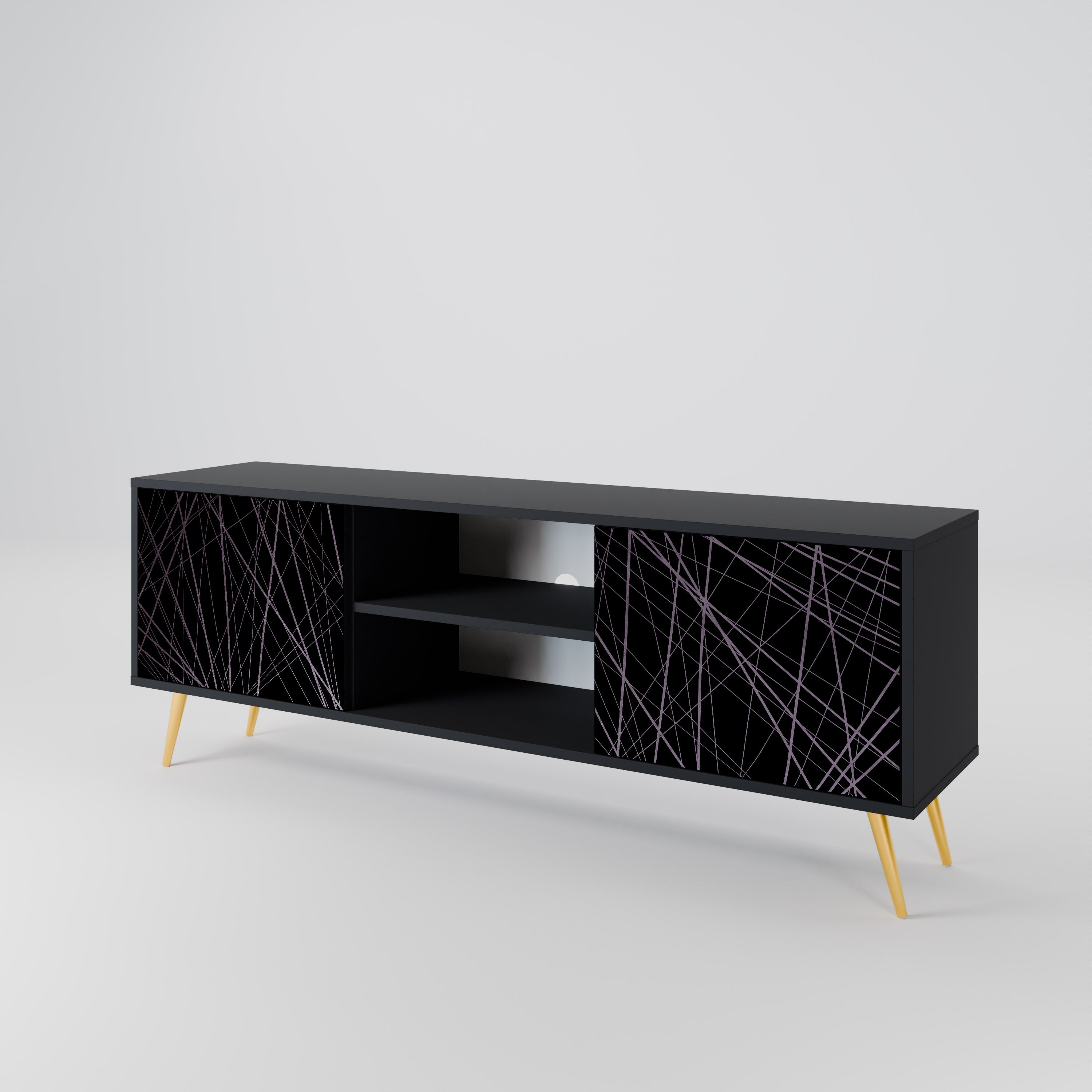 Mueble de TV de 2 puertas SHIMMER SPIDEGRAM con acabado negro