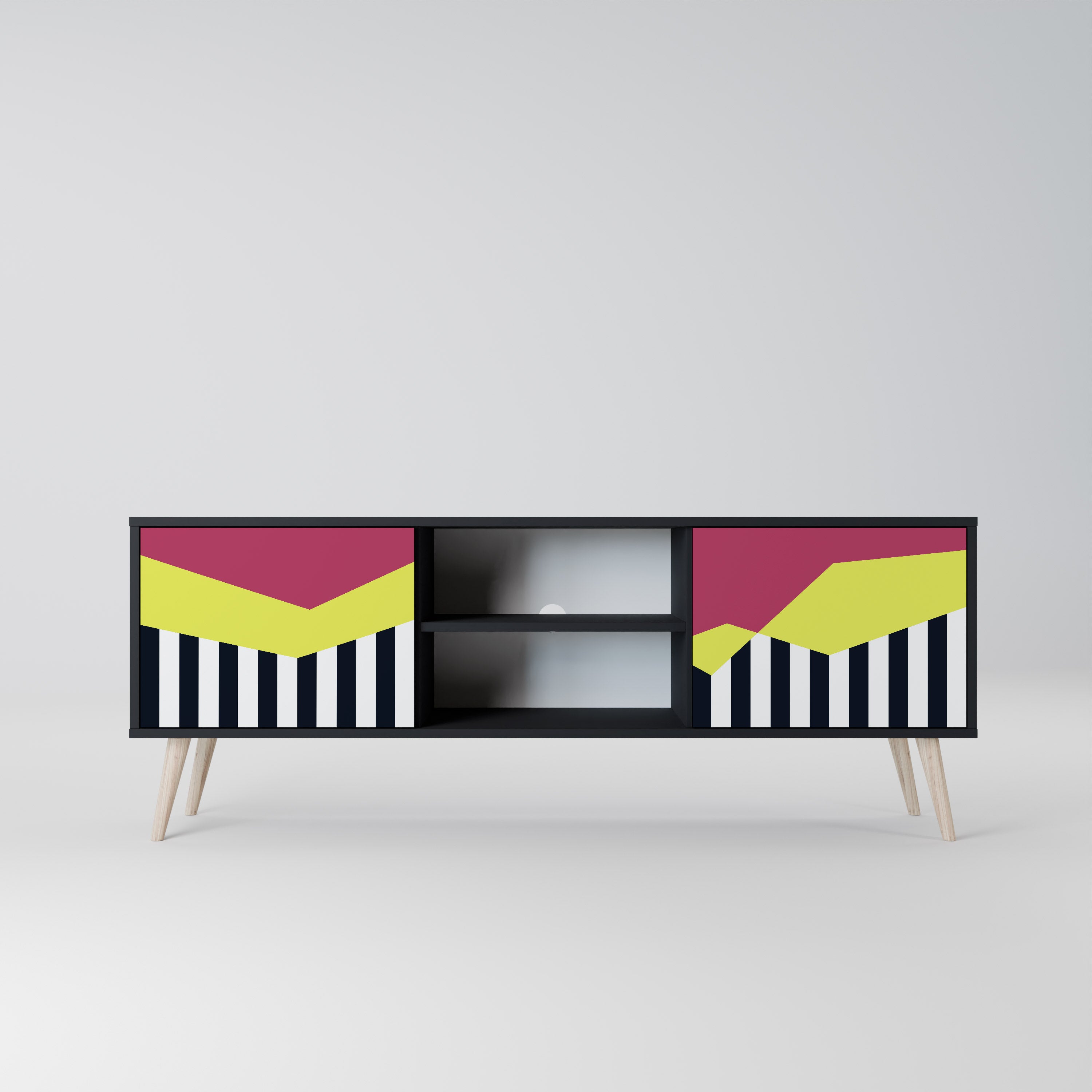 PIANO FANTASY 2-Door TV Stand in Black Finish