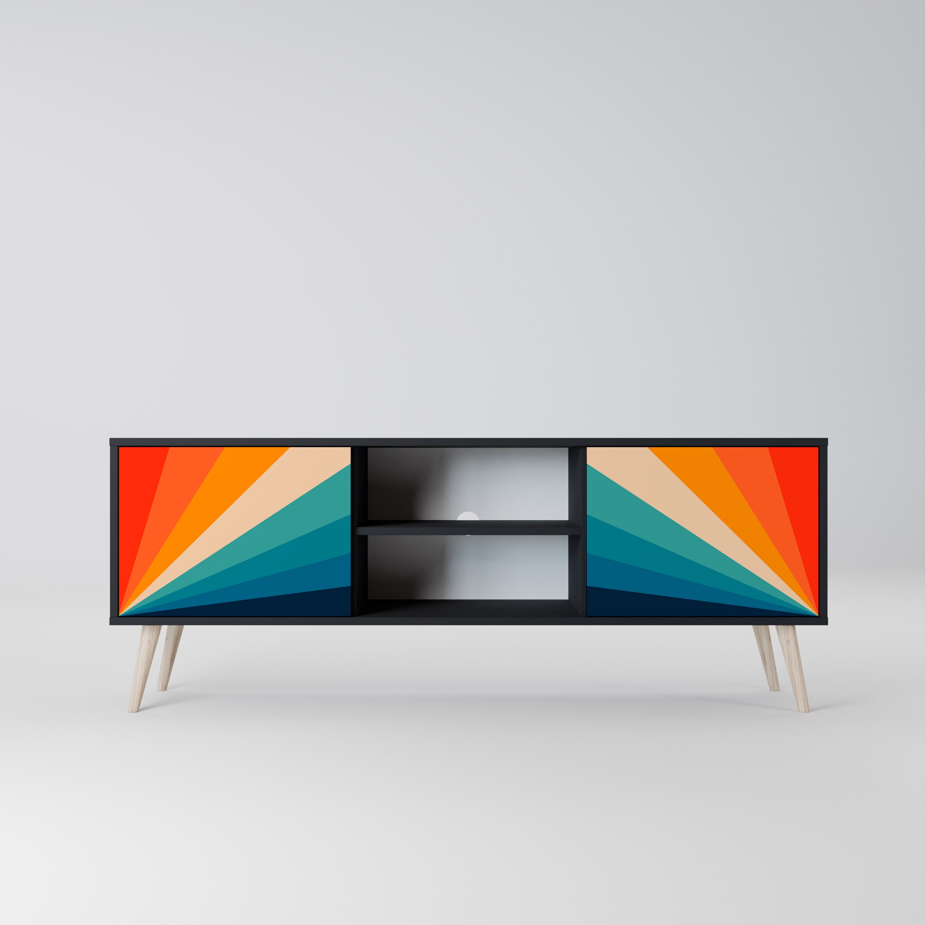 PRISM CONCUSSION 2-Door TV Stand in Black Finish