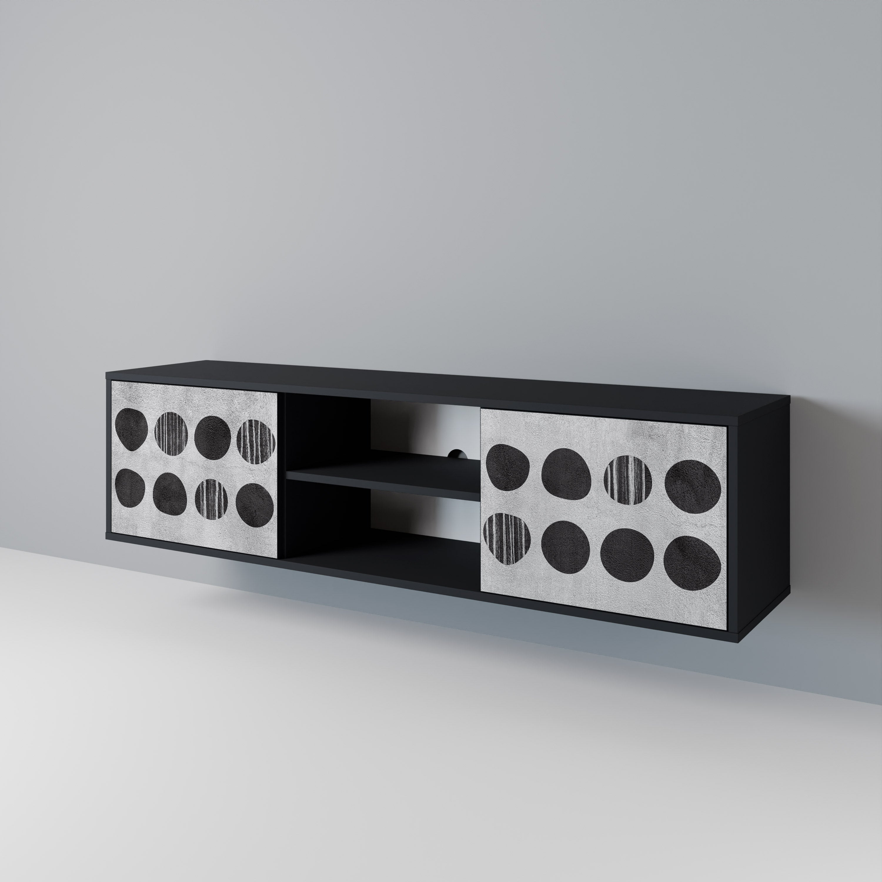 GHOSTLY GRADIENTS 2-Door TV Stand in Black Finish