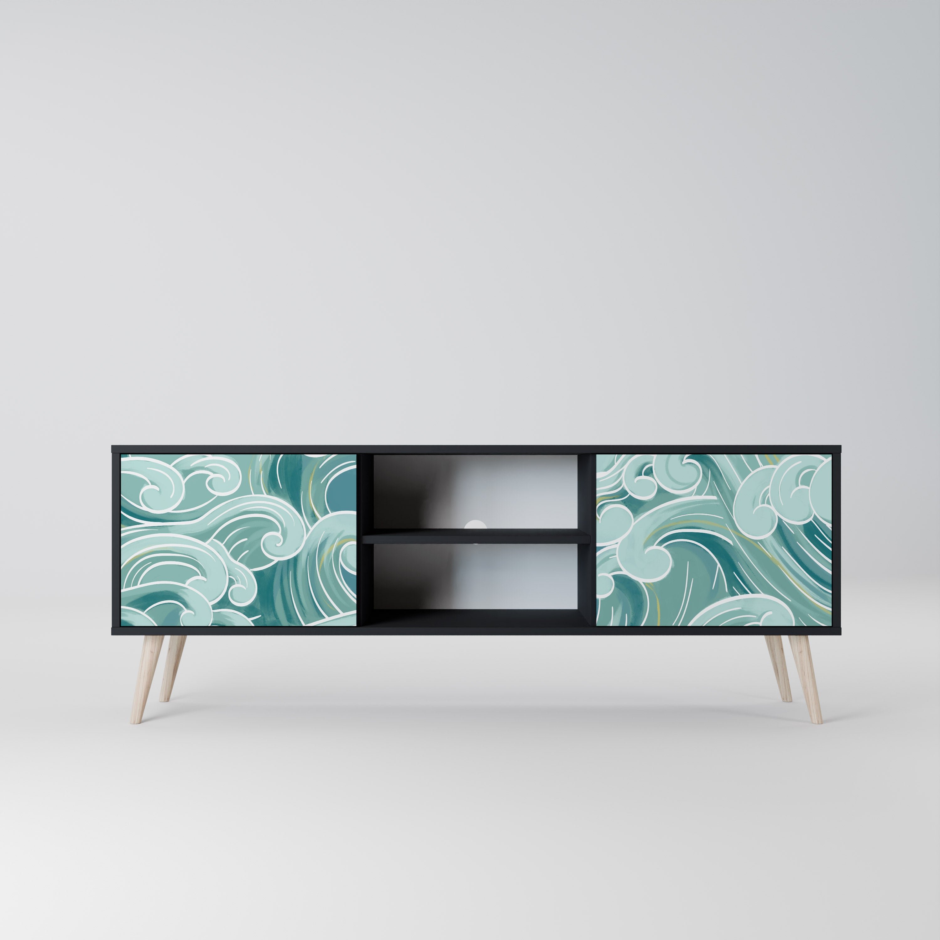 ASIAN SWAY 2-Door TV Stand in Black Finish