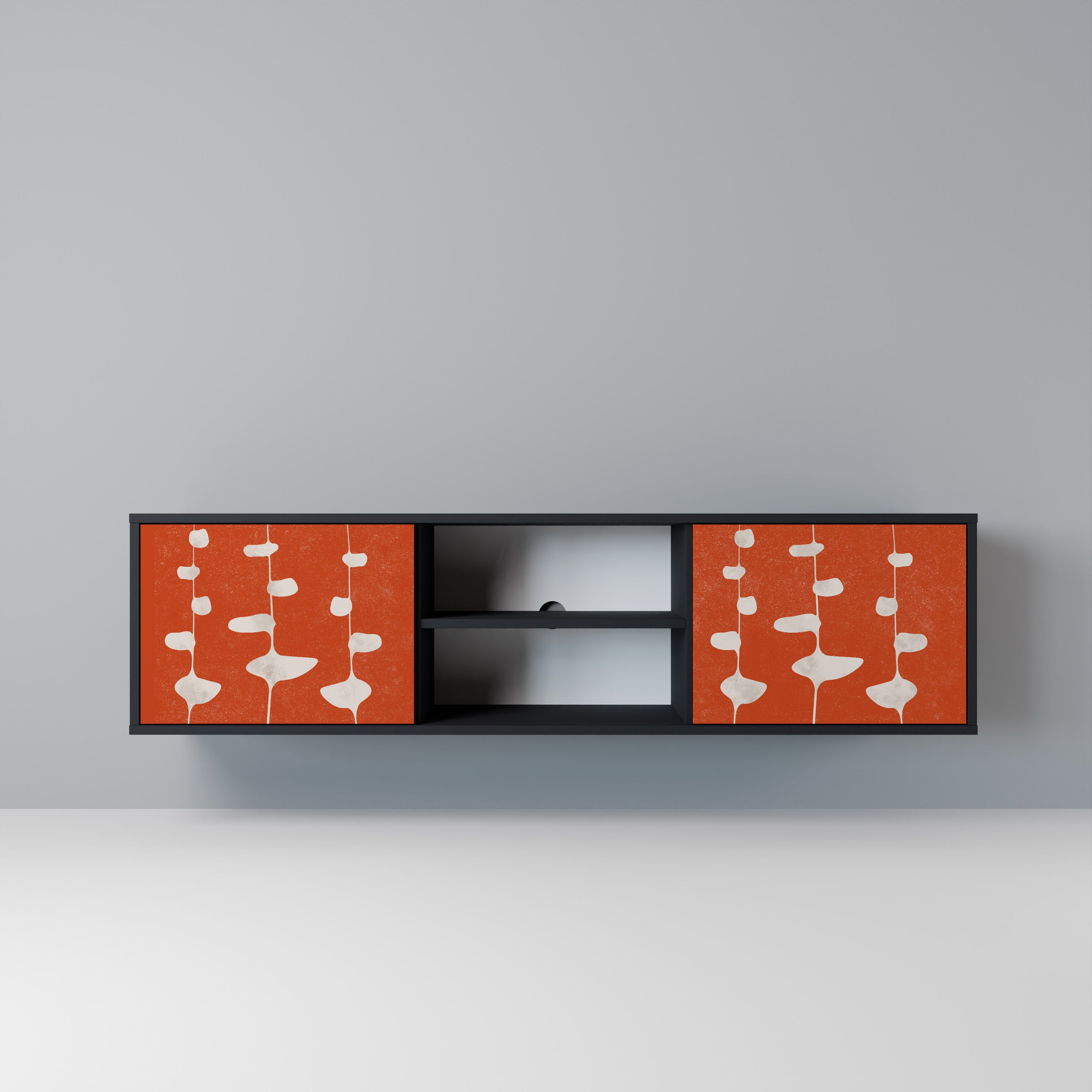 COURAGE MOLD 2-Door TV Stand in Black Finish