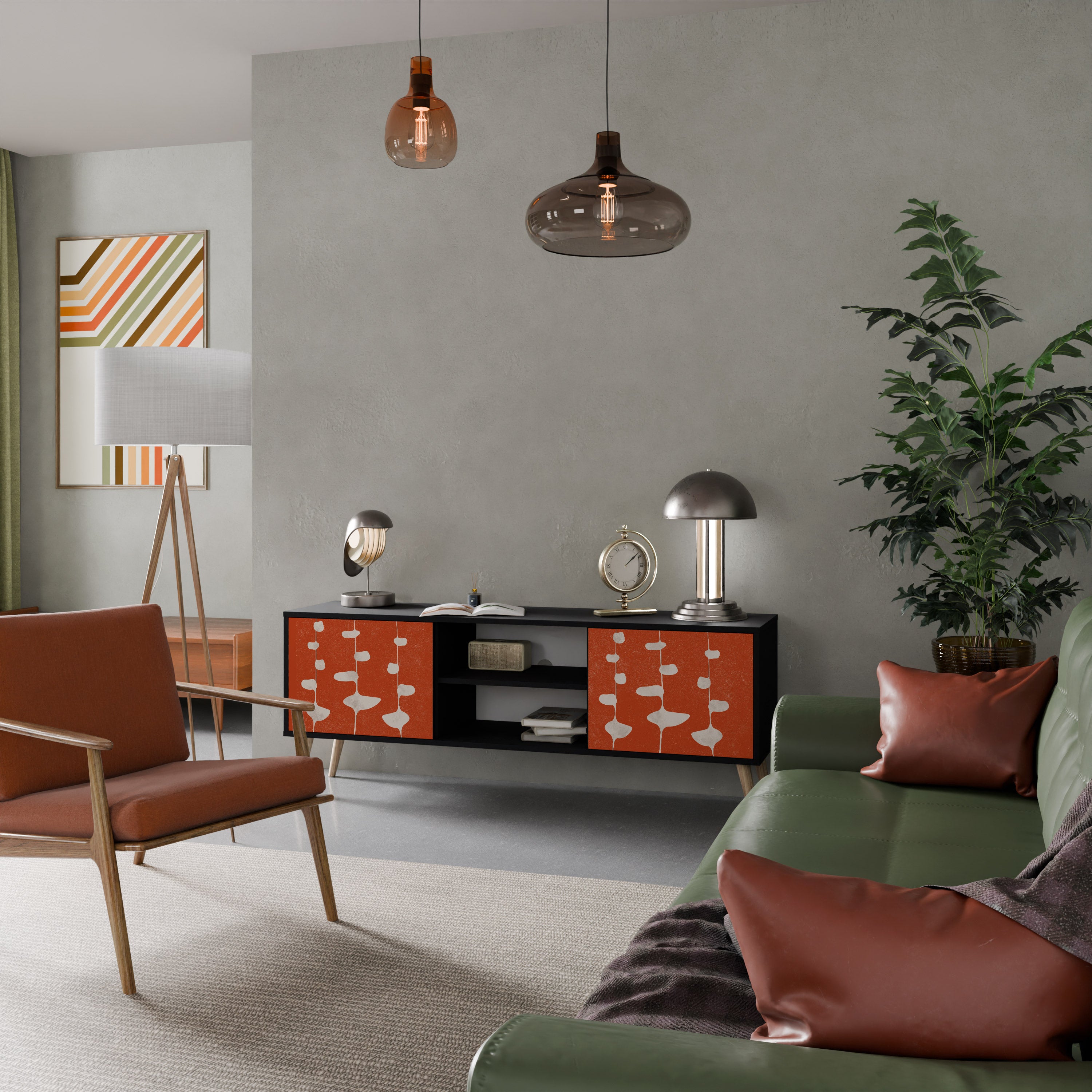 Mueble de TV de 2 puertas COURAGE MOLD con acabado negro