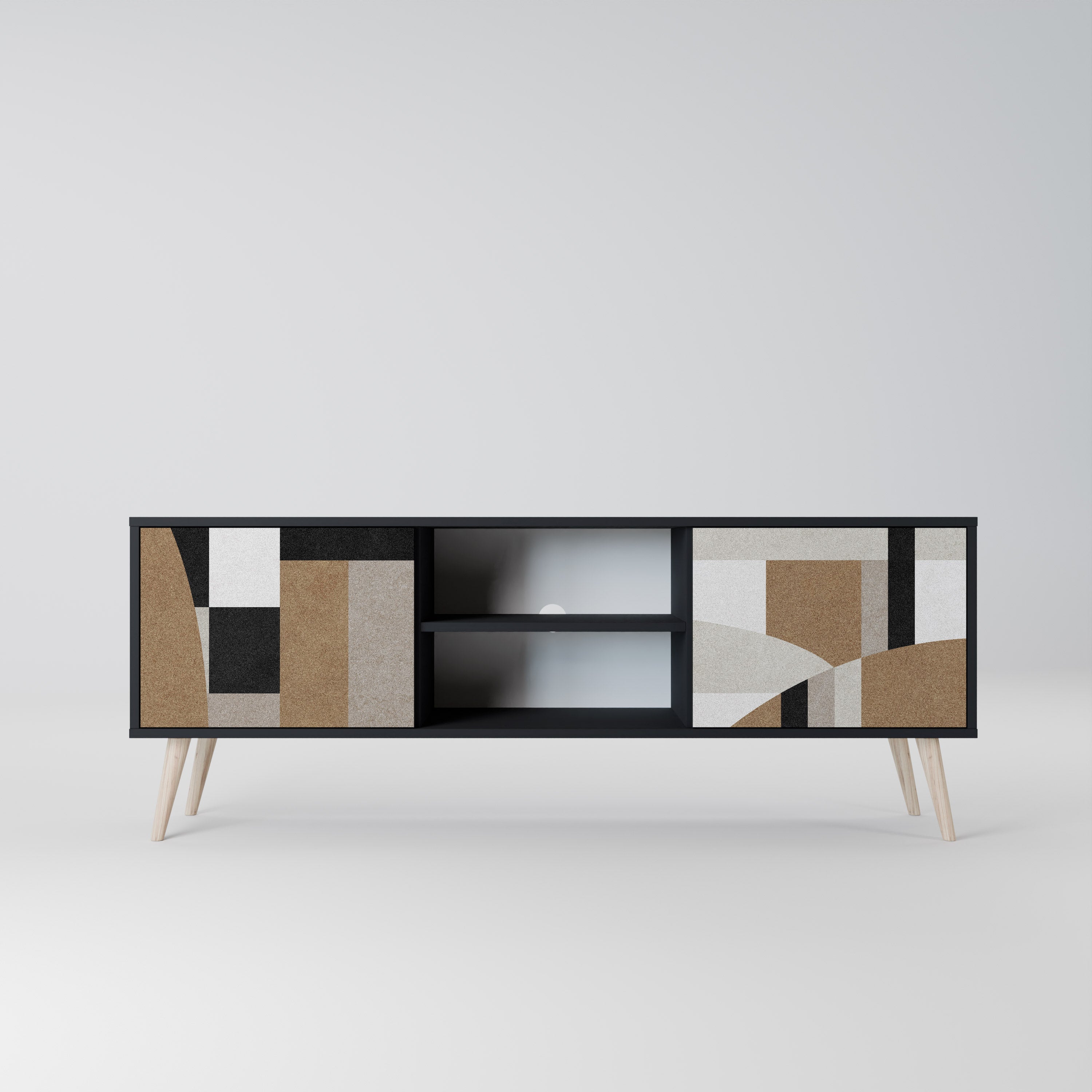 DELICATE MEMENTO 2-Door TV Stand in Black Finish