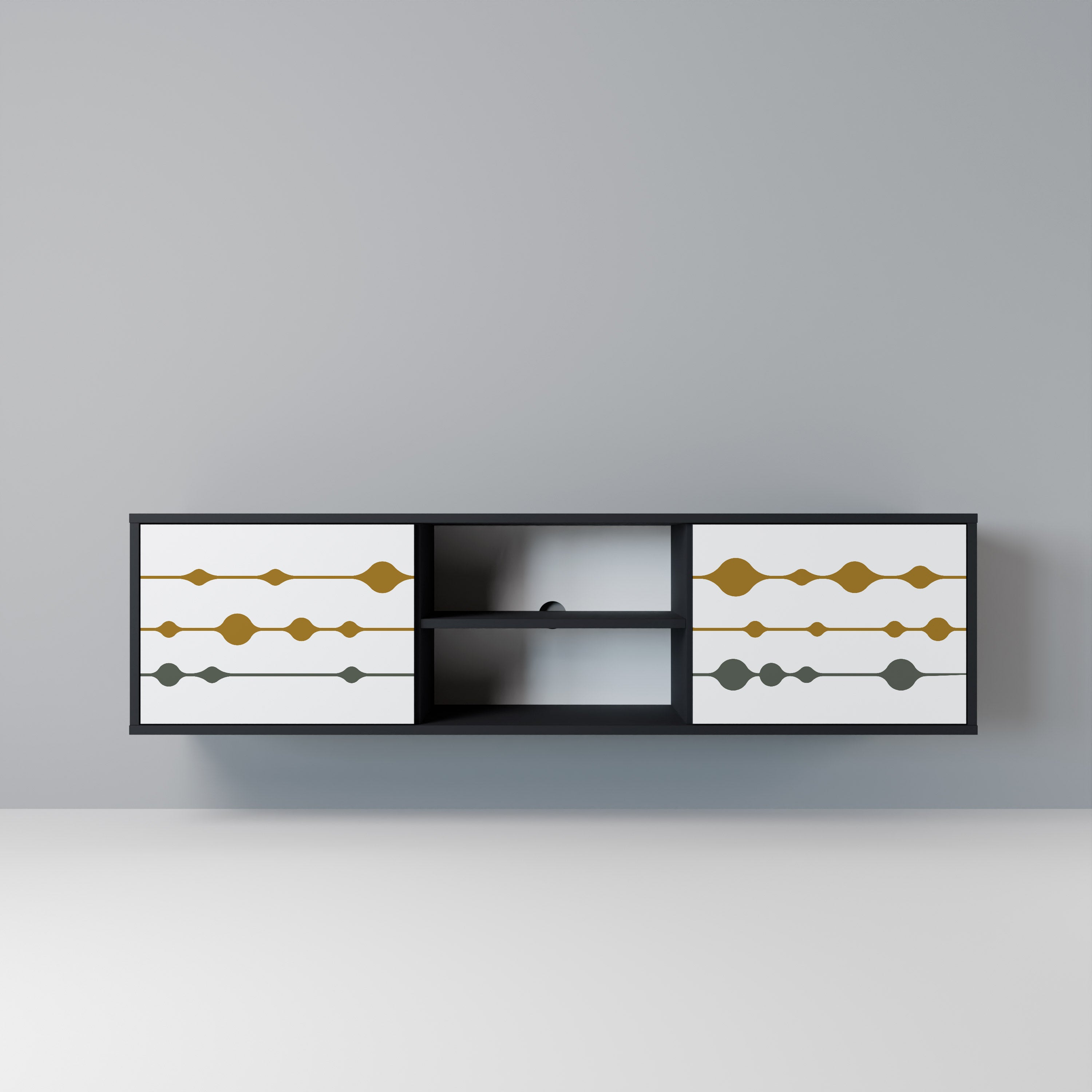 VIVID TONE 2-Door TV Stand in Black Finish