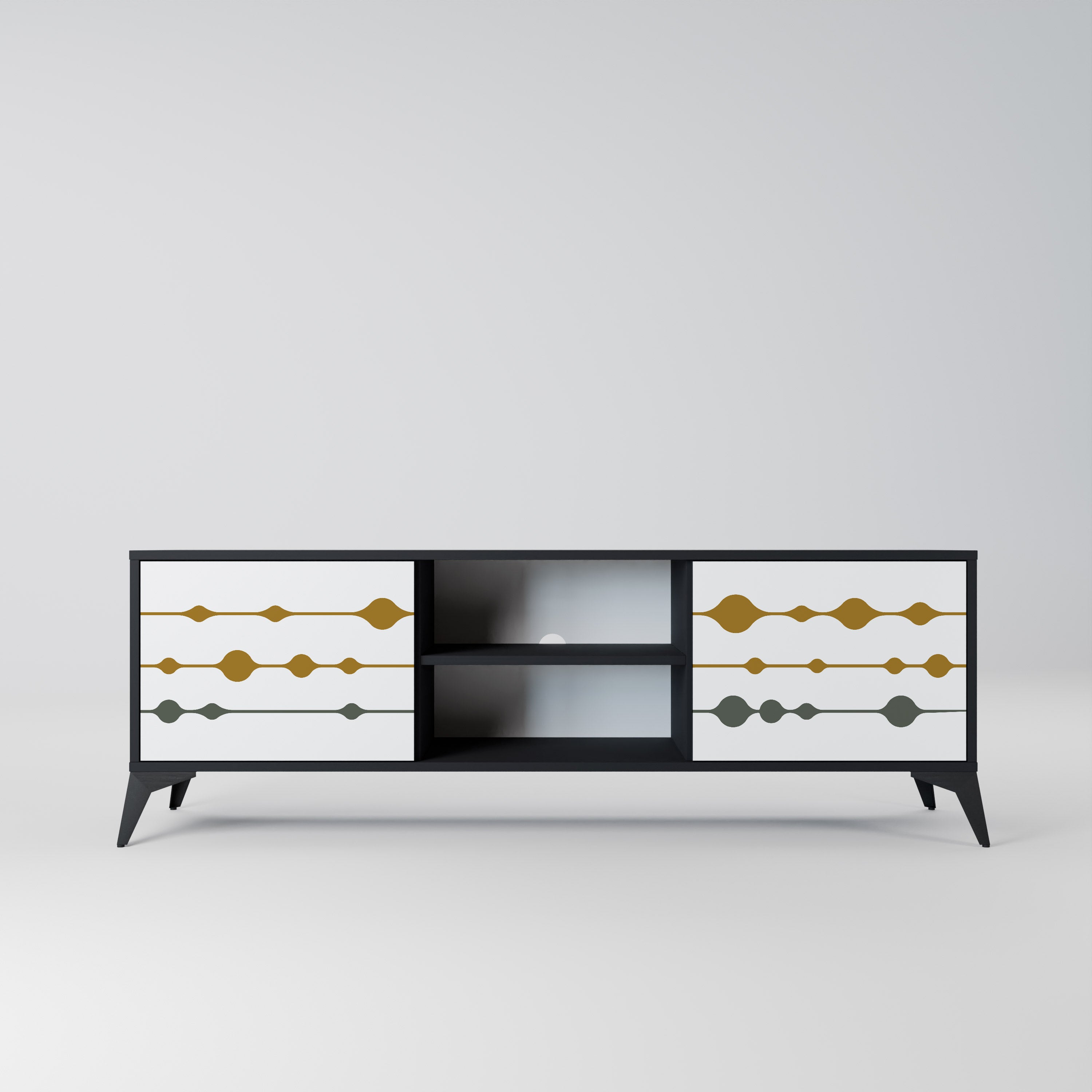 VIVID TONE 2-Door TV Stand in Black Finish