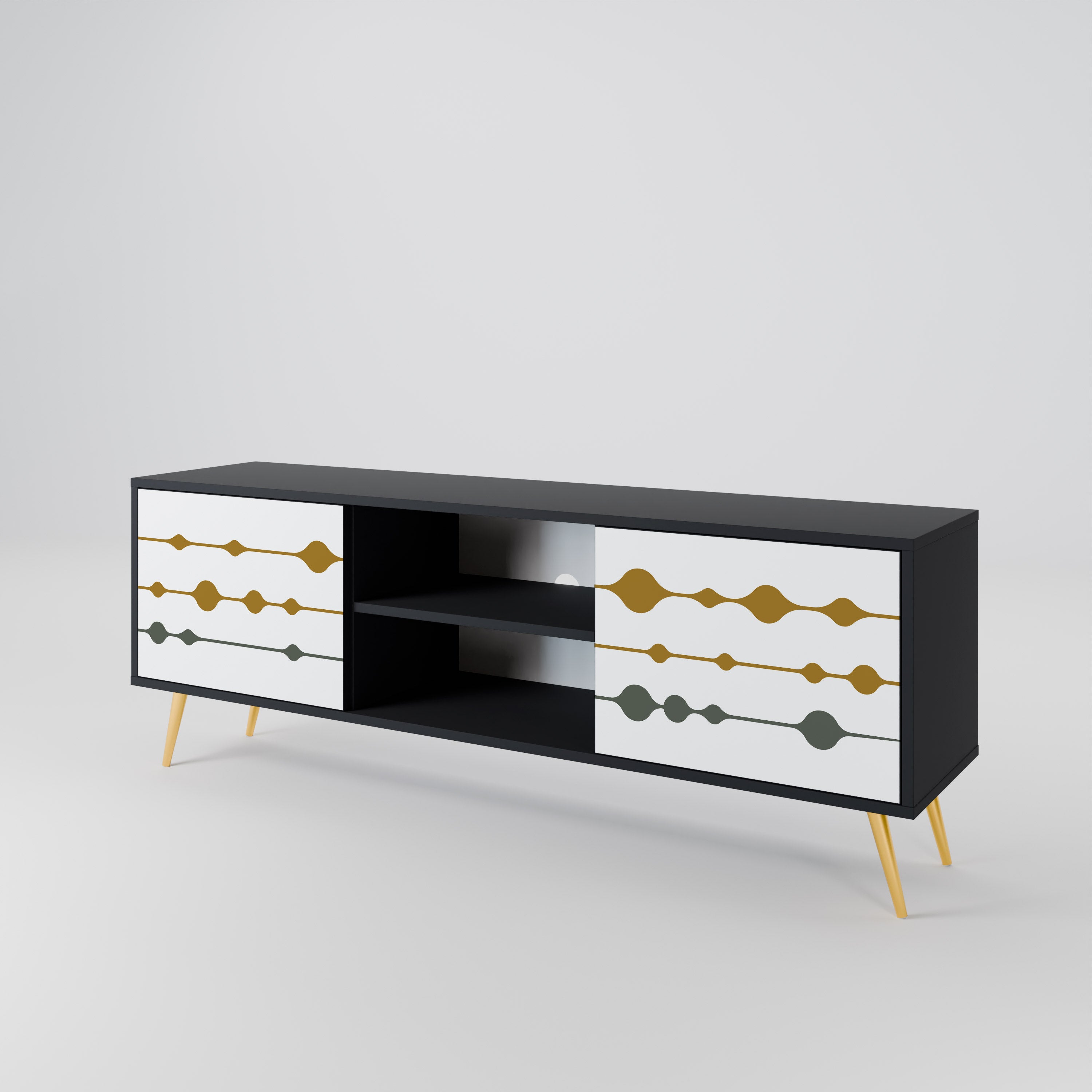 Mueble de TV de 2 puertas VIVID TONE con acabado negro