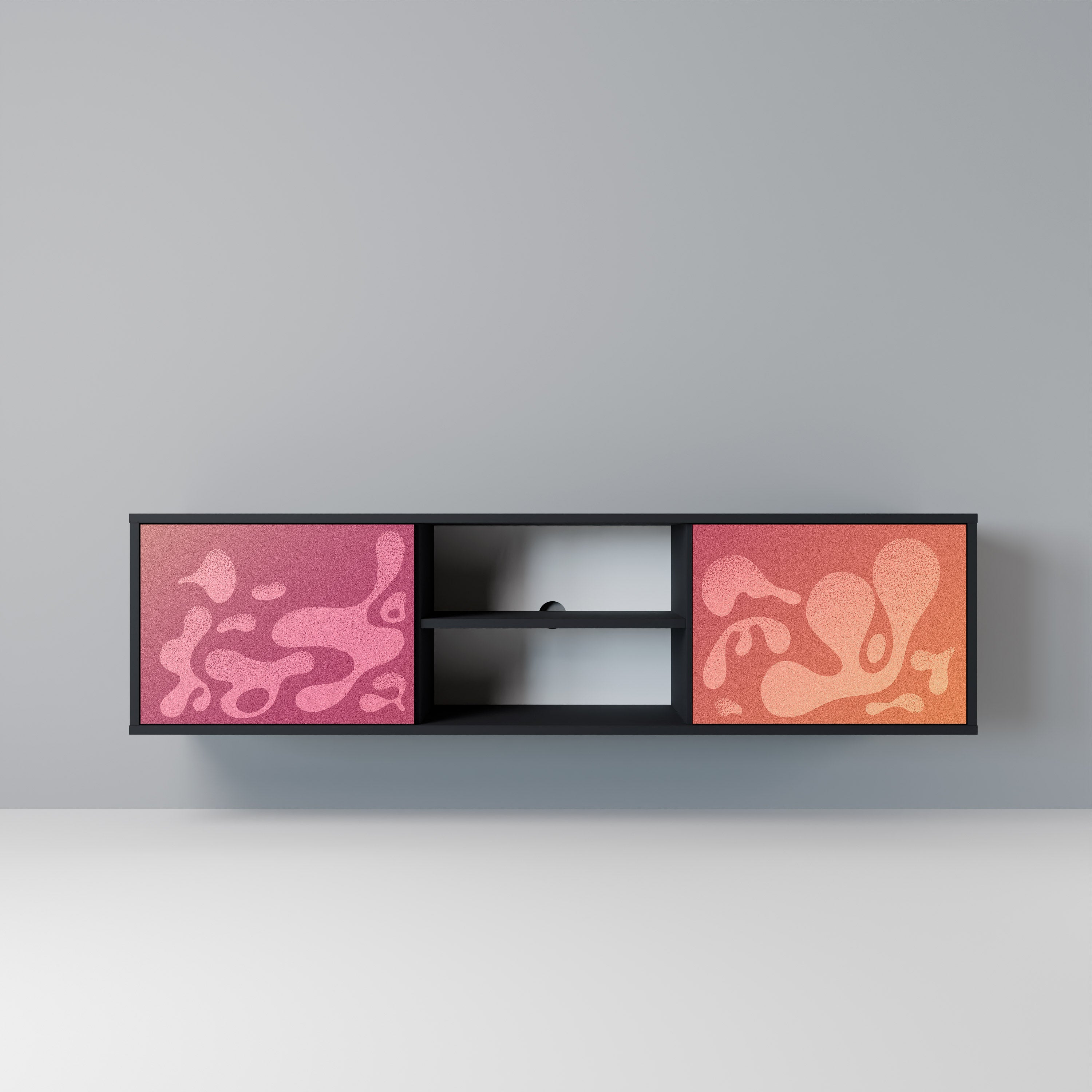Mueble de TV IRREGULAR PINK de 2 puertas con acabado negro