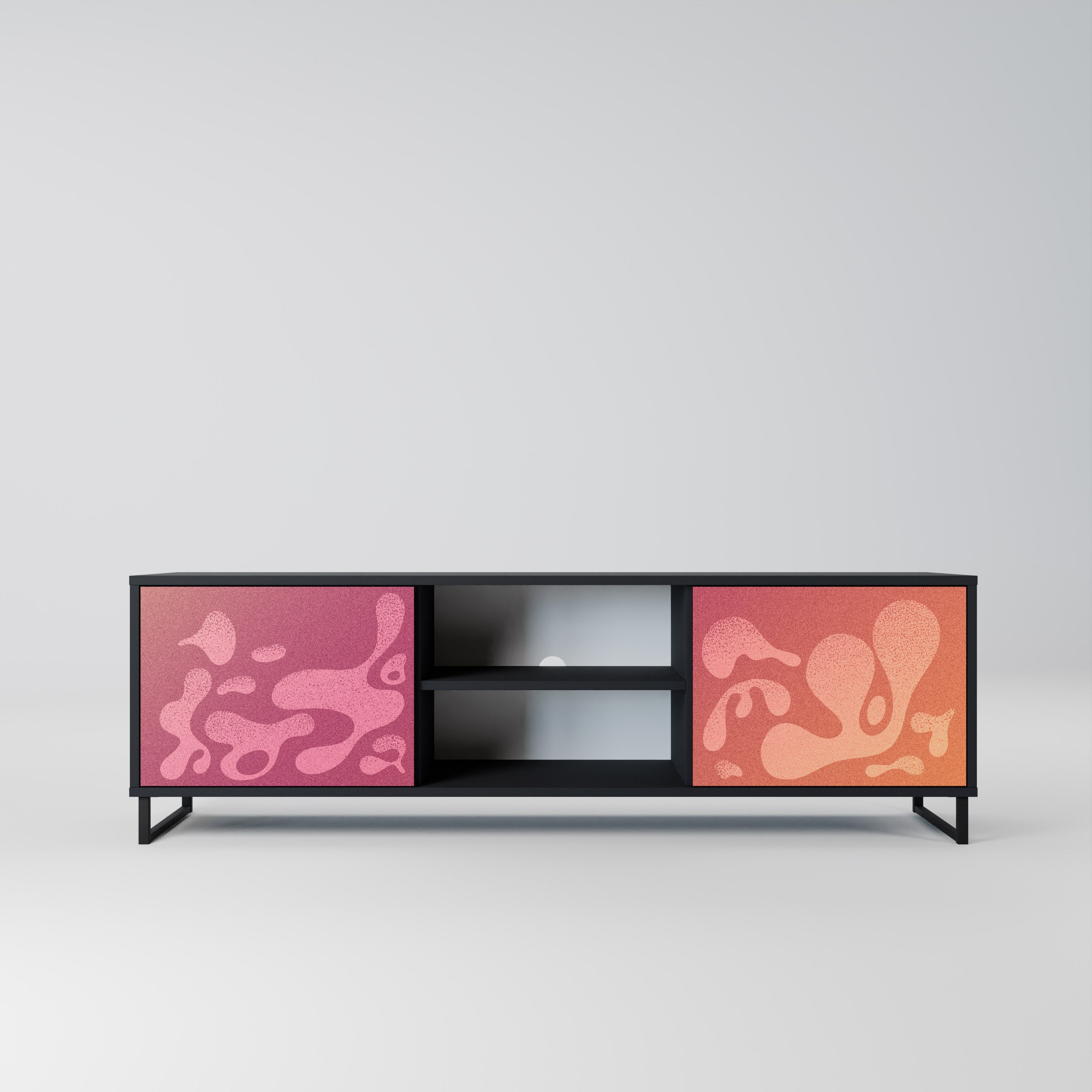 Mueble de TV IRREGULAR PINK de 2 puertas con acabado negro