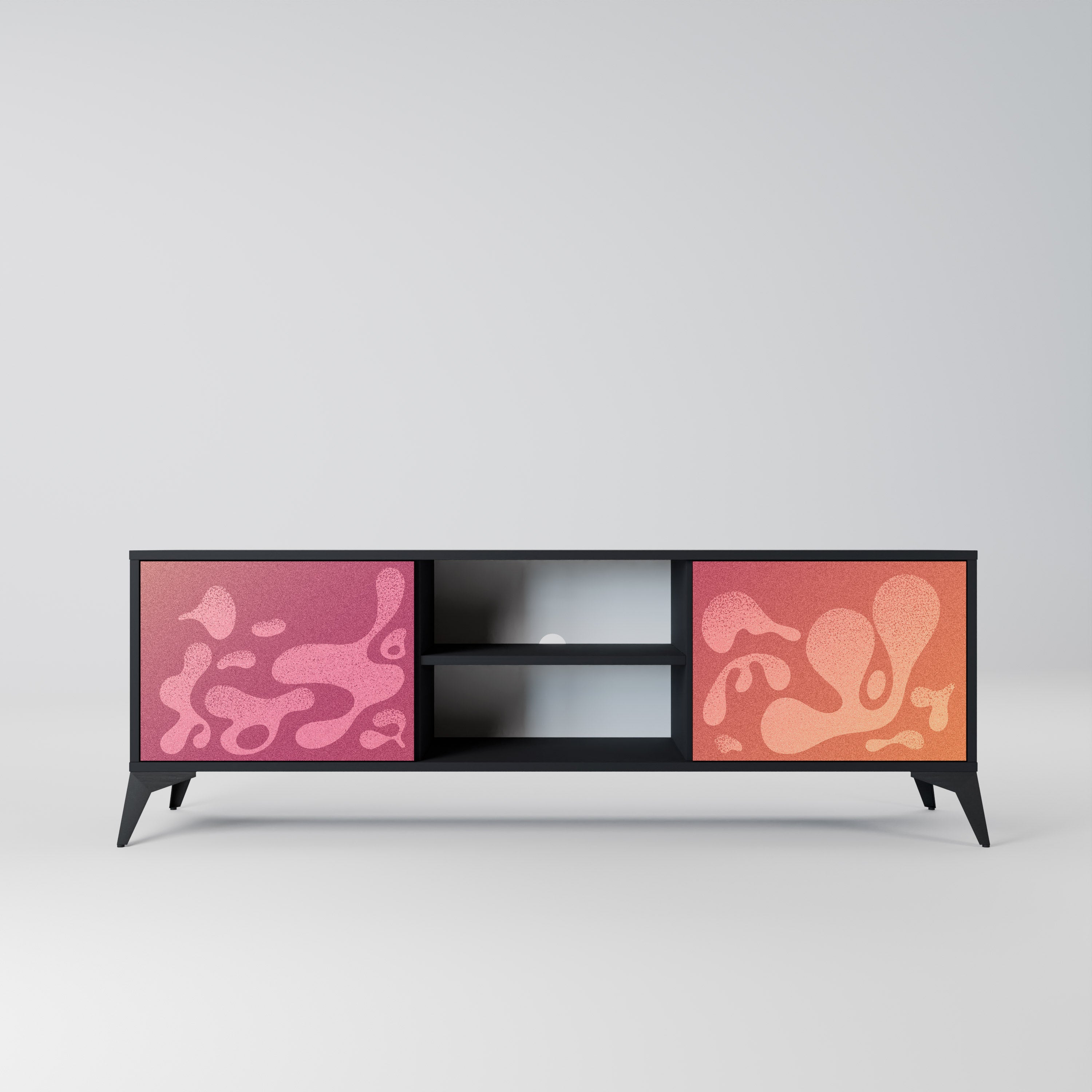 Mueble de TV IRREGULAR PINK de 2 puertas con acabado negro