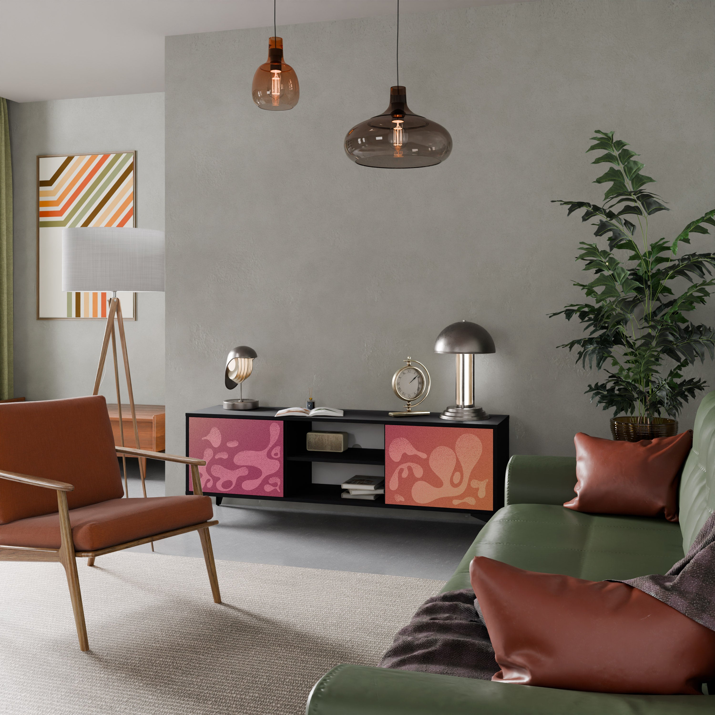 Mueble de TV IRREGULAR PINK de 2 puertas con acabado negro