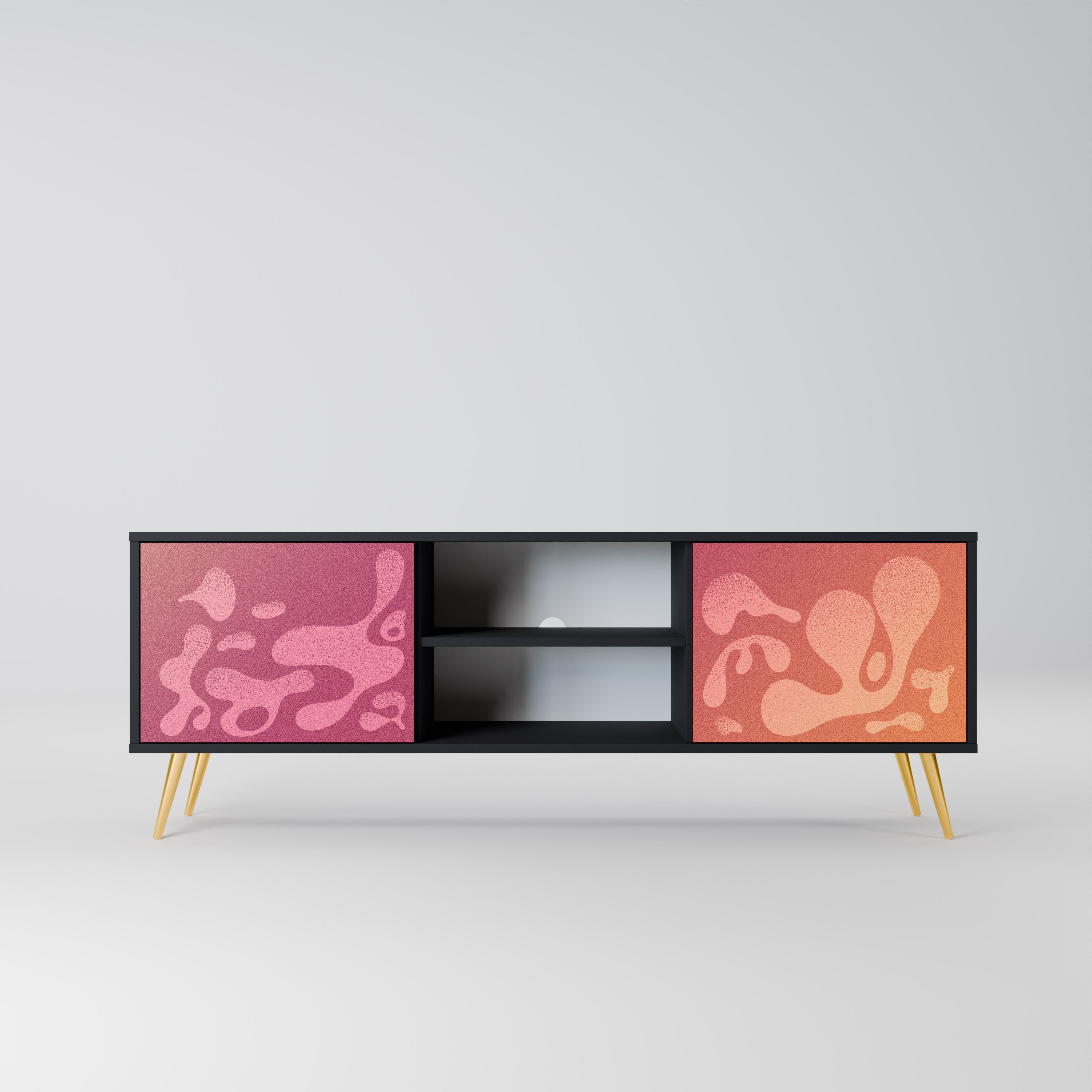 Mueble de TV IRREGULAR PINK de 2 puertas con acabado negro