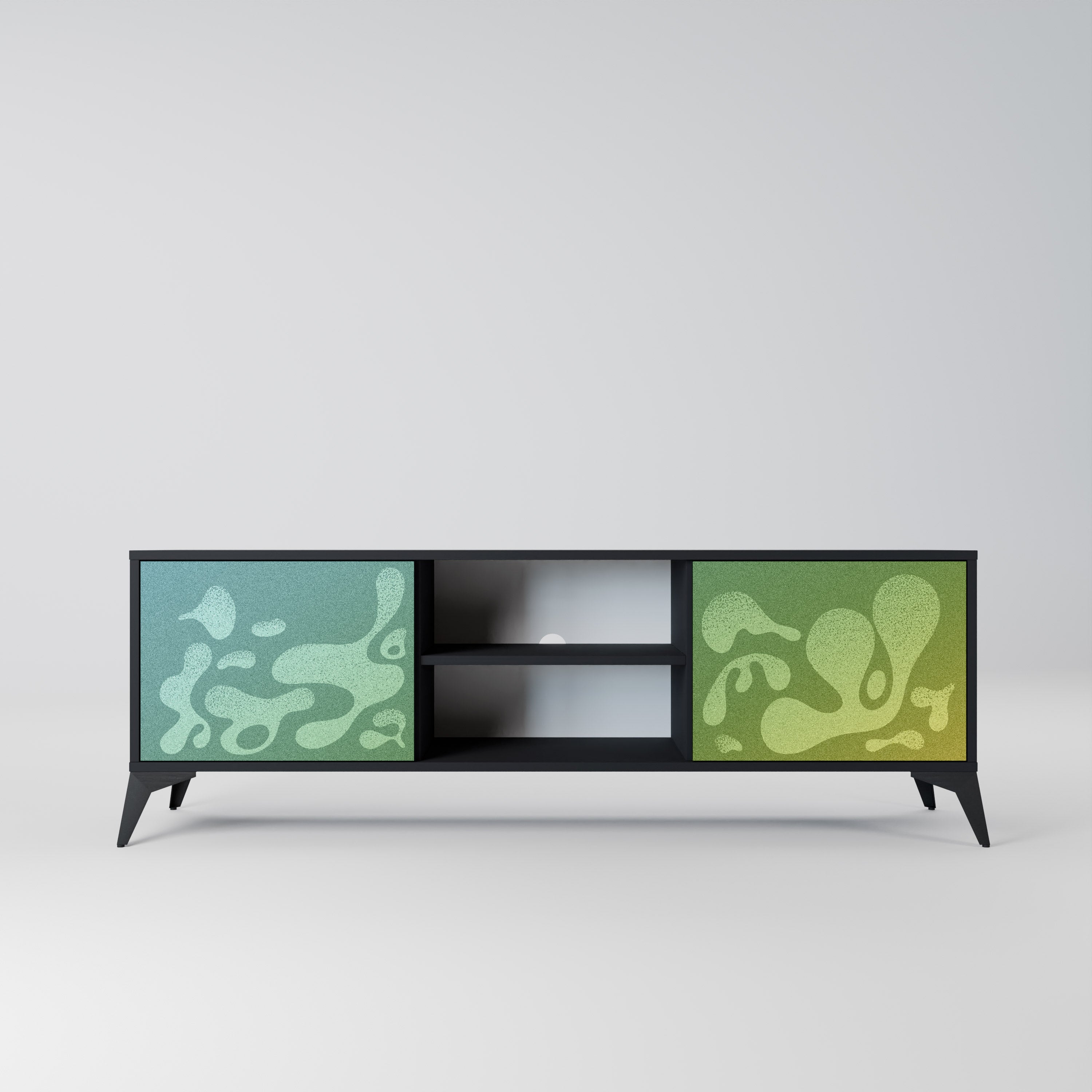 Mueble de TV IRREGULAR BLUE de 2 puertas con acabado negro