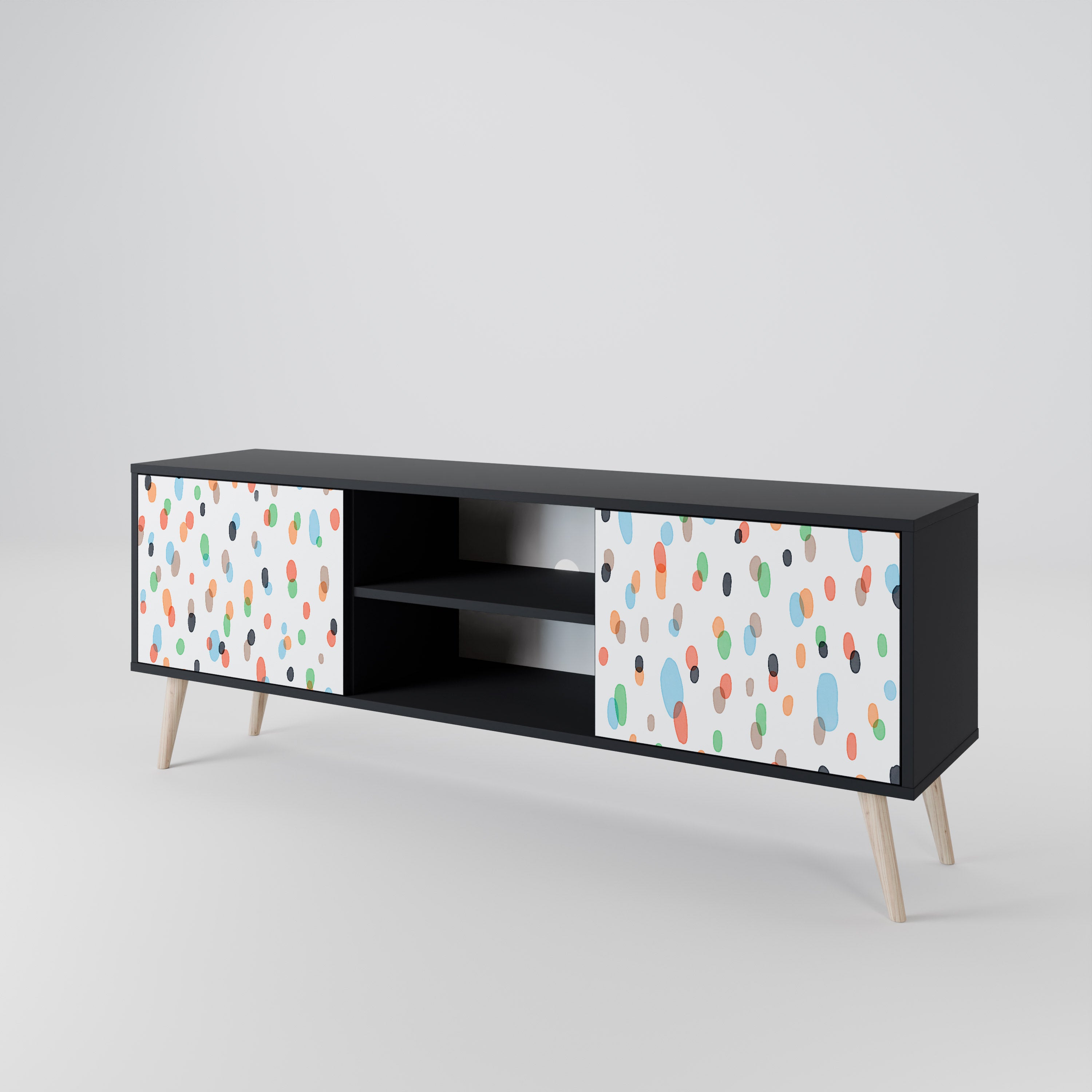 Mueble de TV de 2 puertas ENERGETIC SPOTS en acabado negro