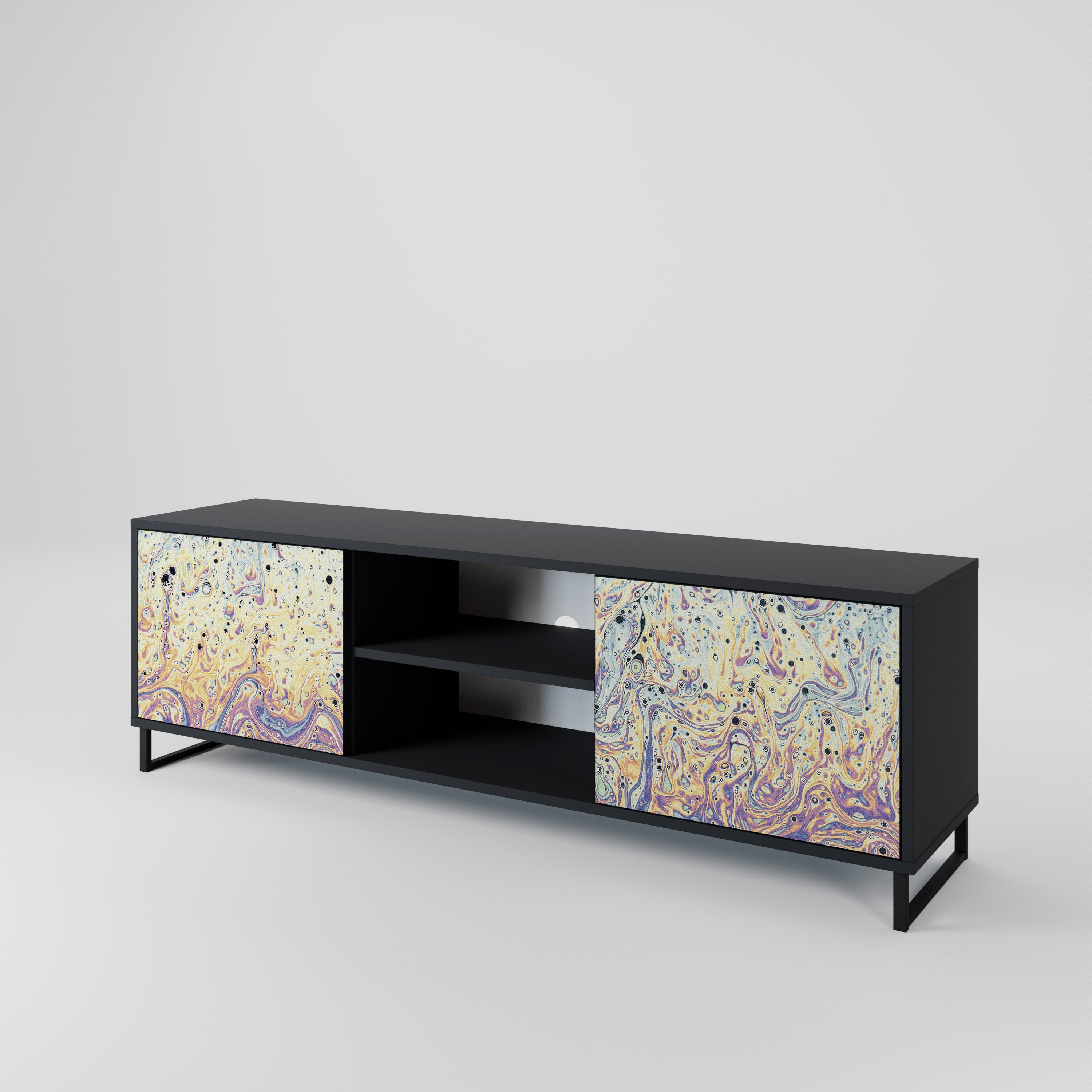 Mueble de TV MOSAIC OF COLORS de 2 puertas en acabado negro