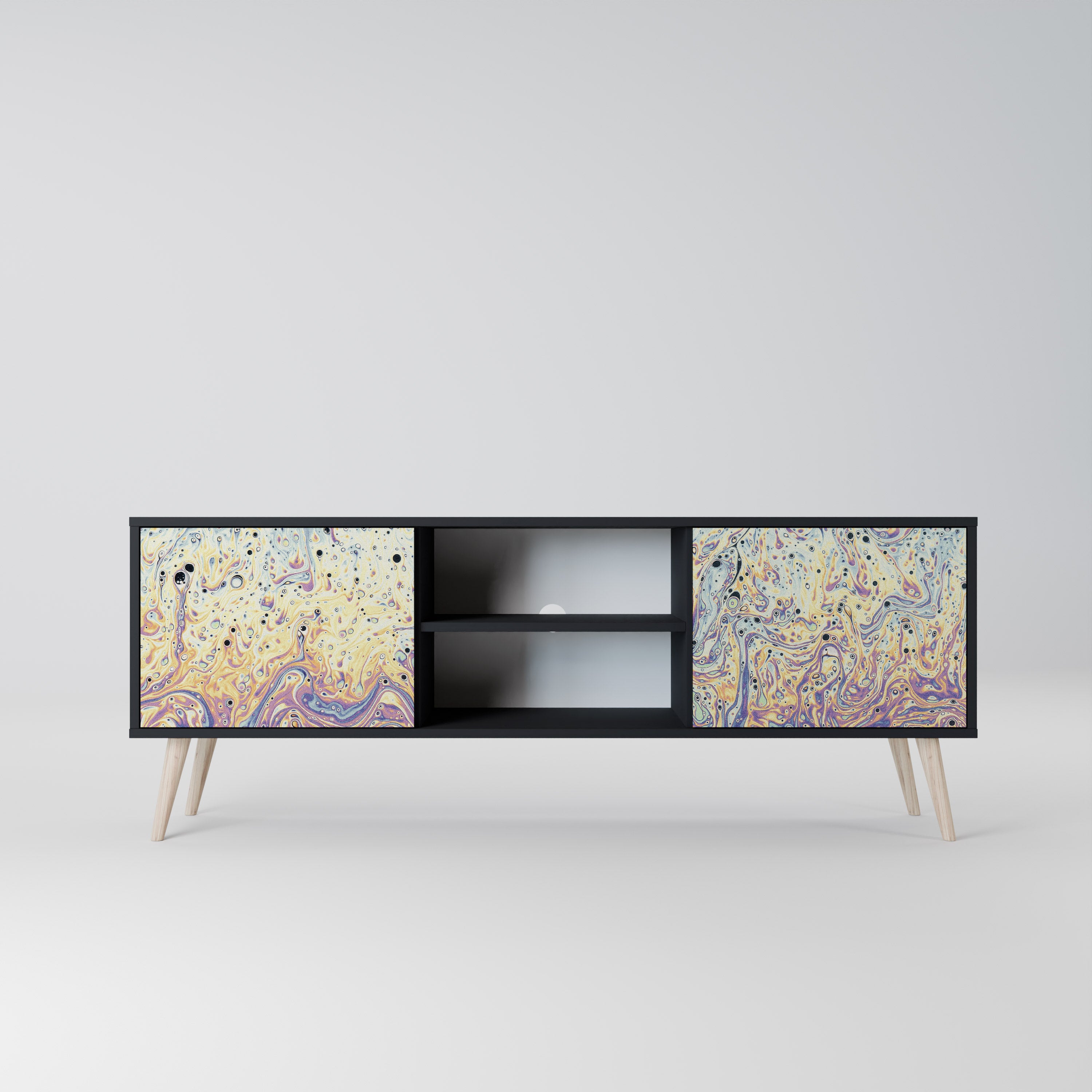 Mueble de TV MOSAIC OF COLORS de 2 puertas en acabado negro