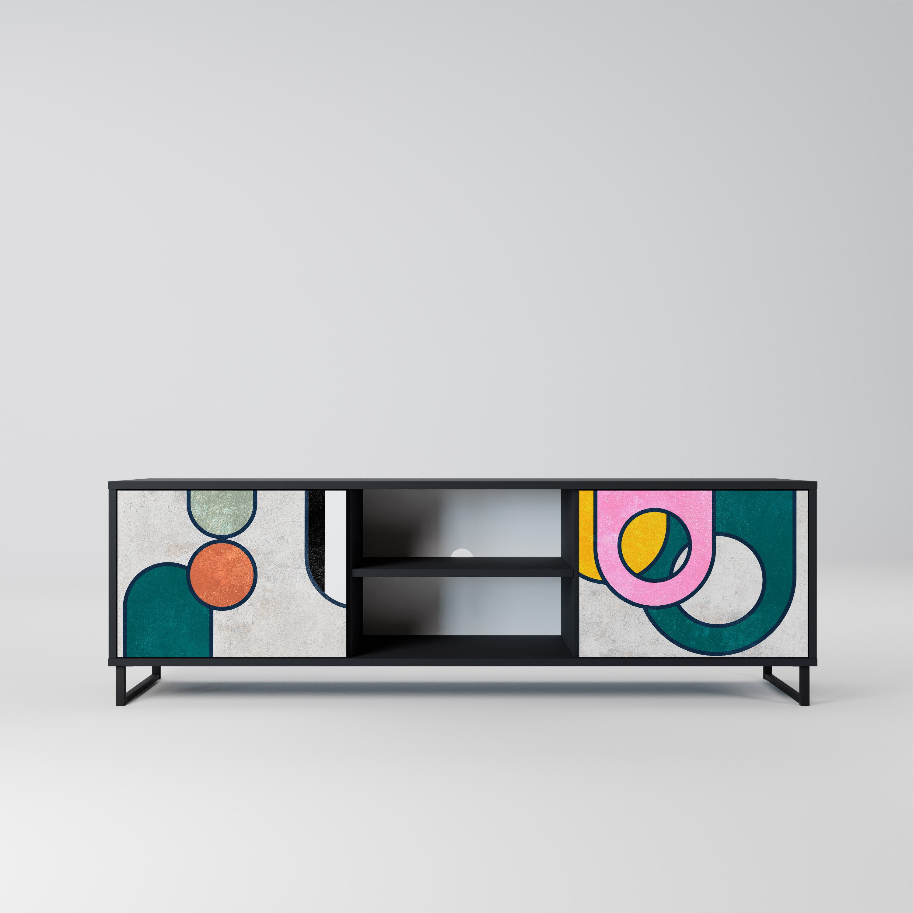 Mueble de TV de 2 puertas COOL STORY con acabado negro