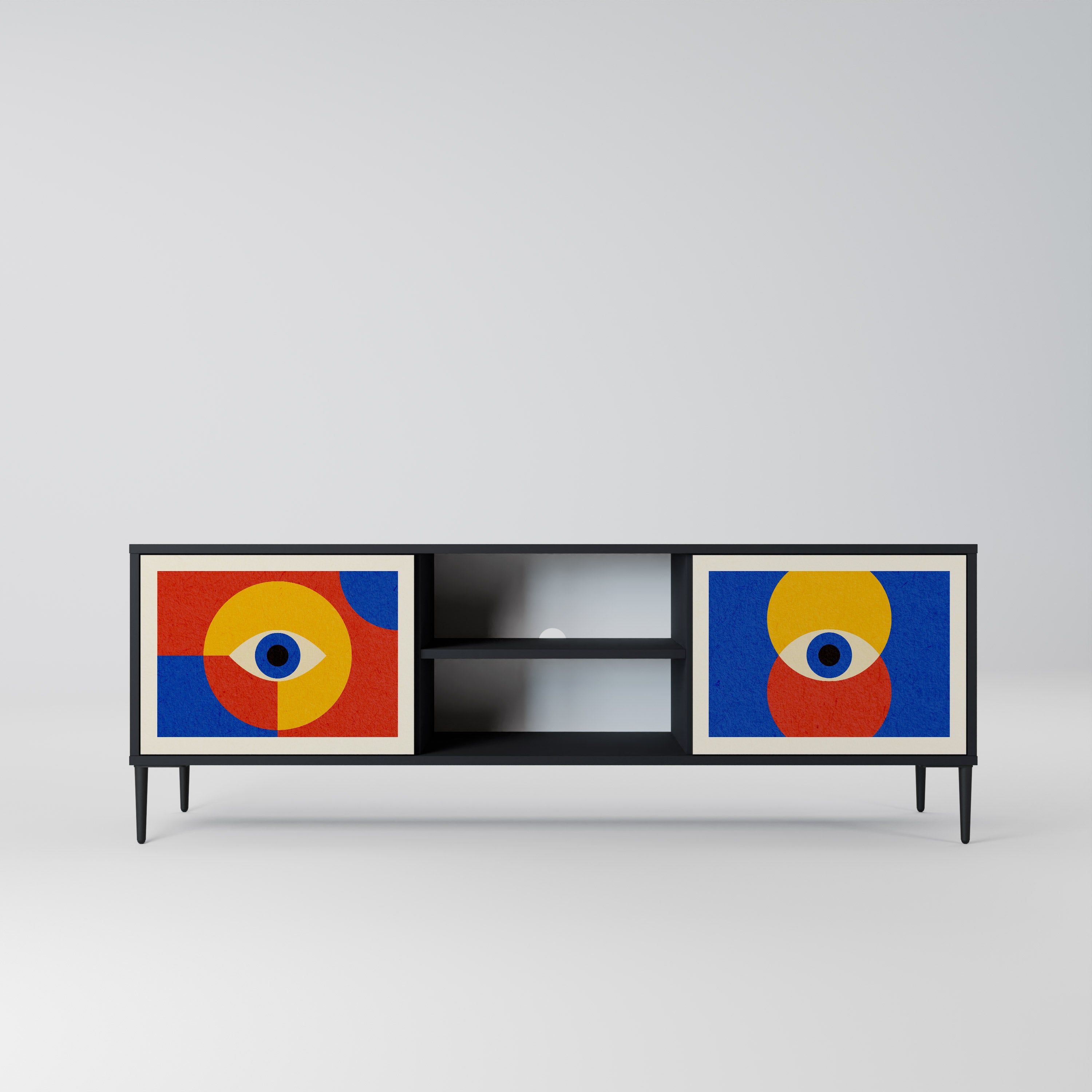 Mueble de TV de 2 puertas GEOMETRIC EYES en acabado negro