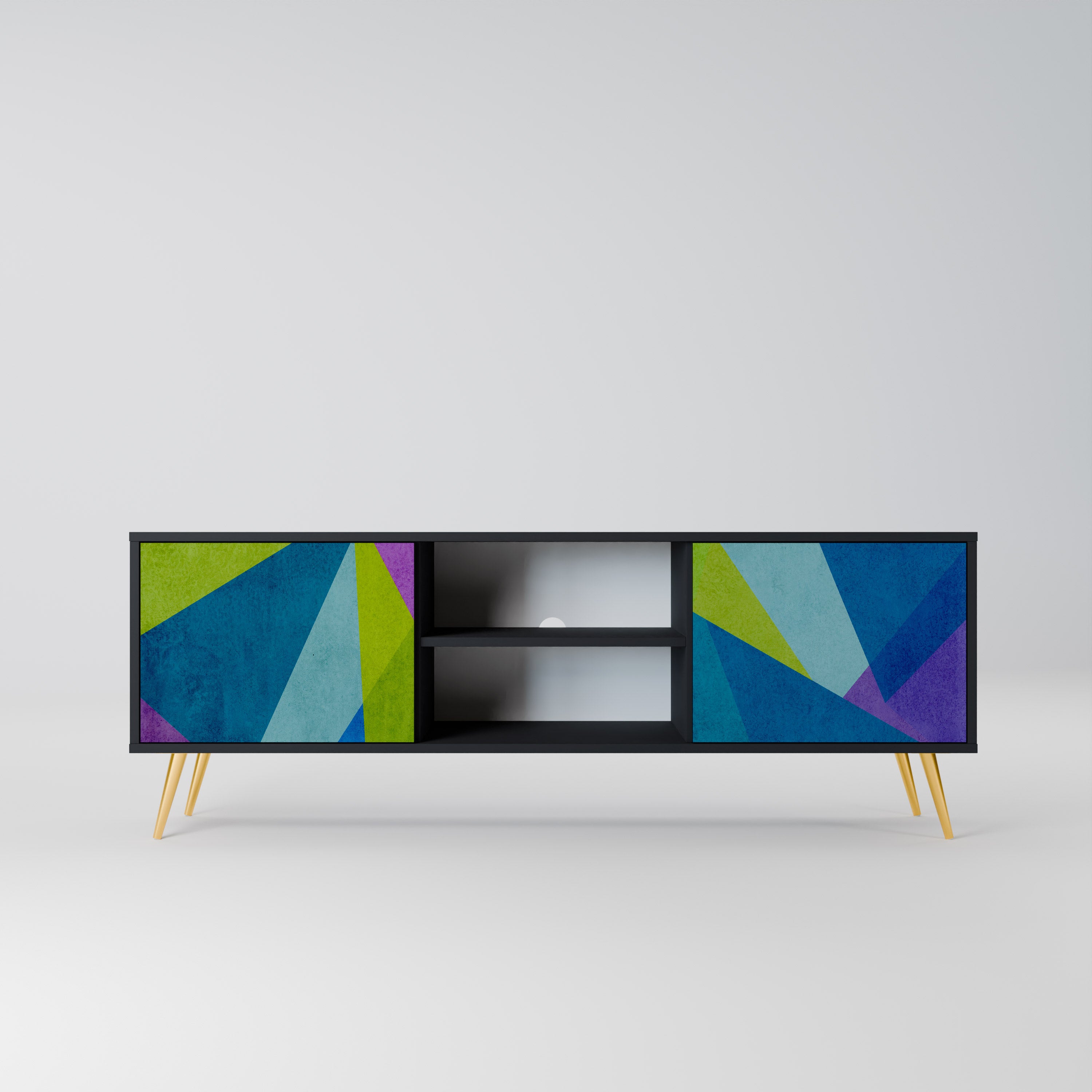 Mueble de TV COLD SHOWCASE de 2 puertas con acabado negro