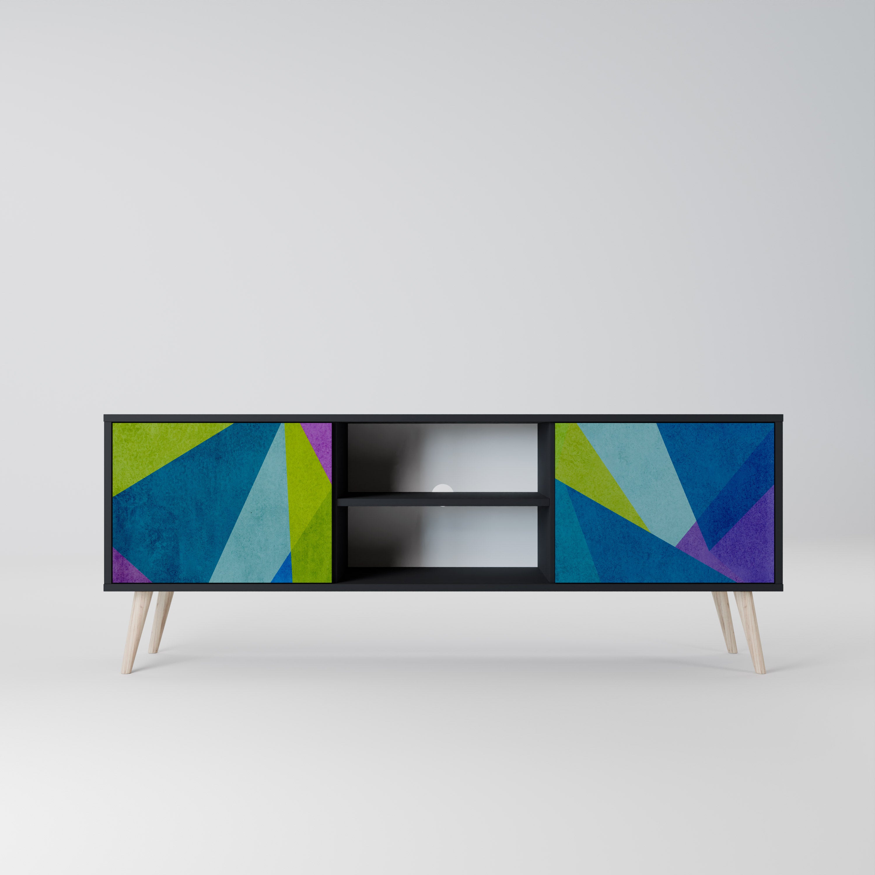 Mueble de TV COLD SHOWCASE de 2 puertas con acabado negro