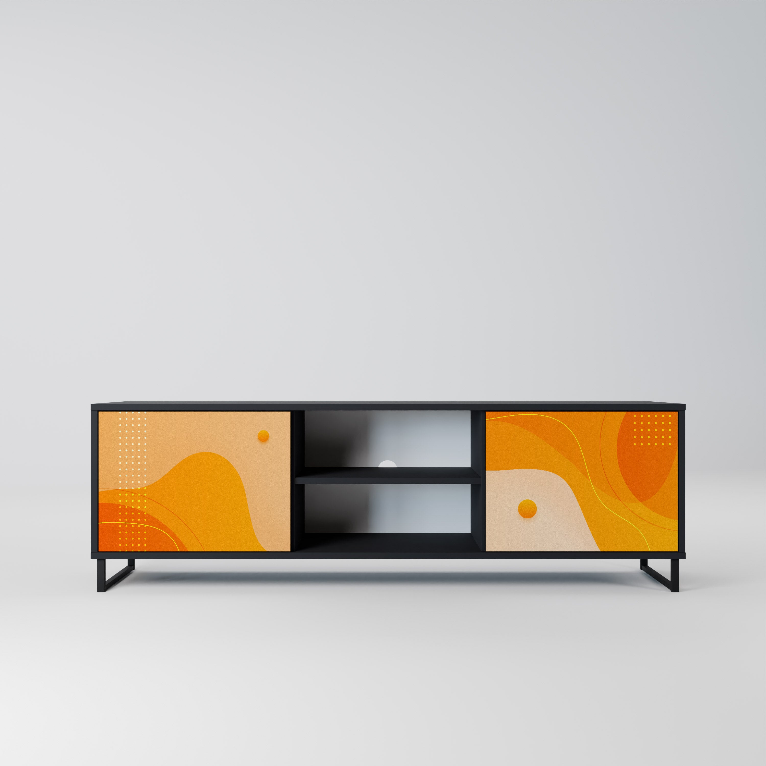 Mueble para TV de 2 puertas ORANGE ARRANGEMENT en acabado negro