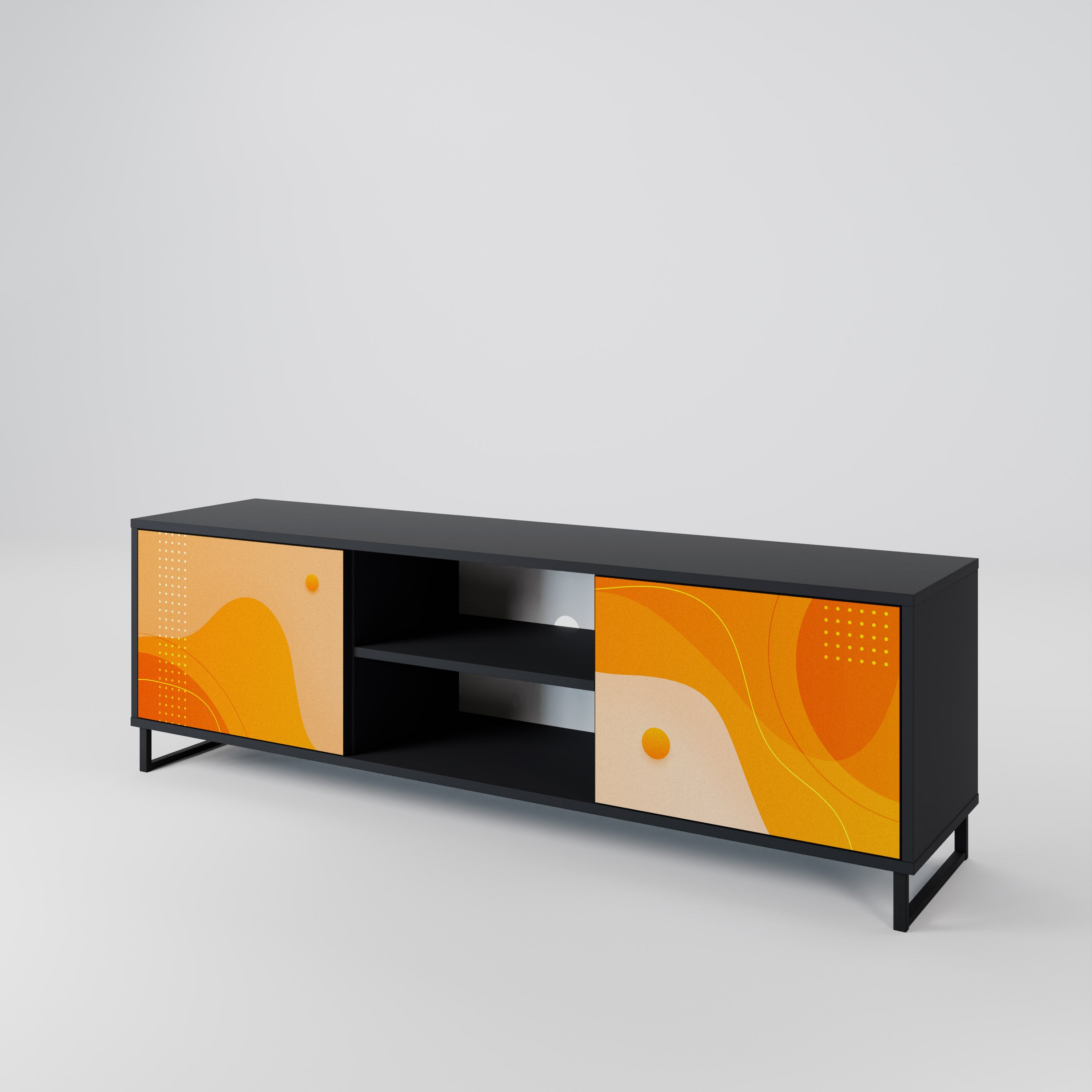 Mueble para TV de 2 puertas ORANGE ARRANGEMENT en acabado negro