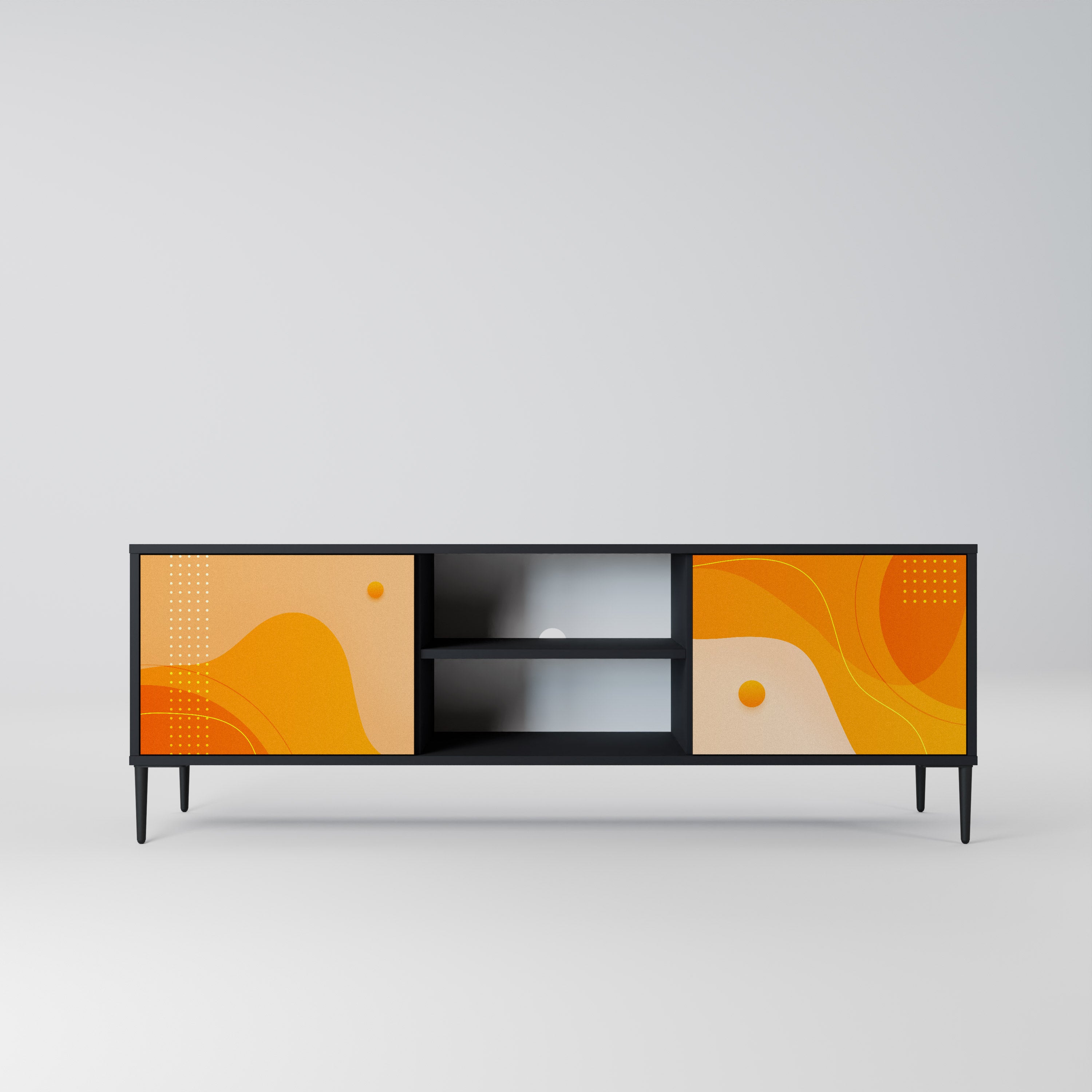 Mueble para TV de 2 puertas ORANGE ARRANGEMENT en acabado negro