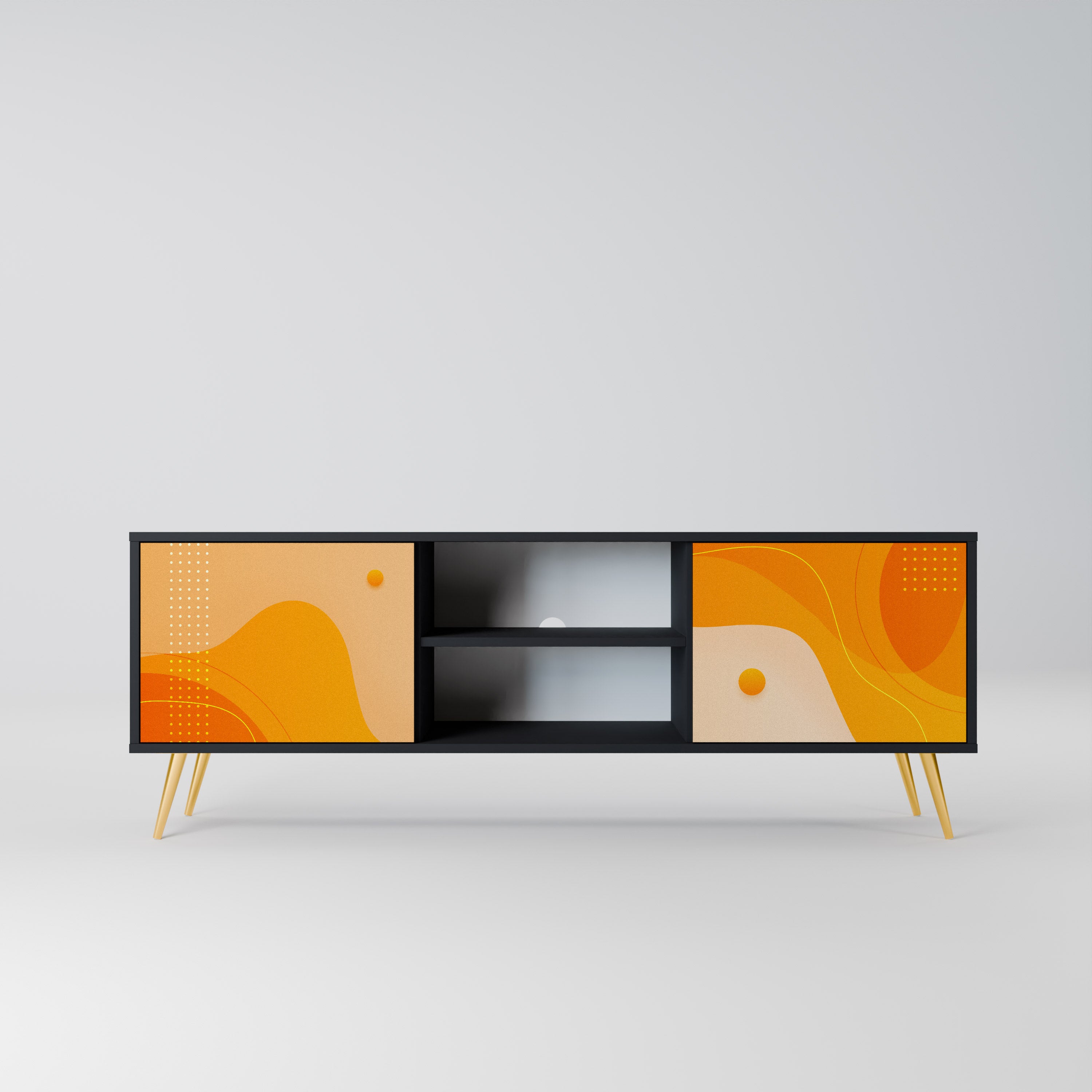 Mueble para TV de 2 puertas ORANGE ARRANGEMENT en acabado negro