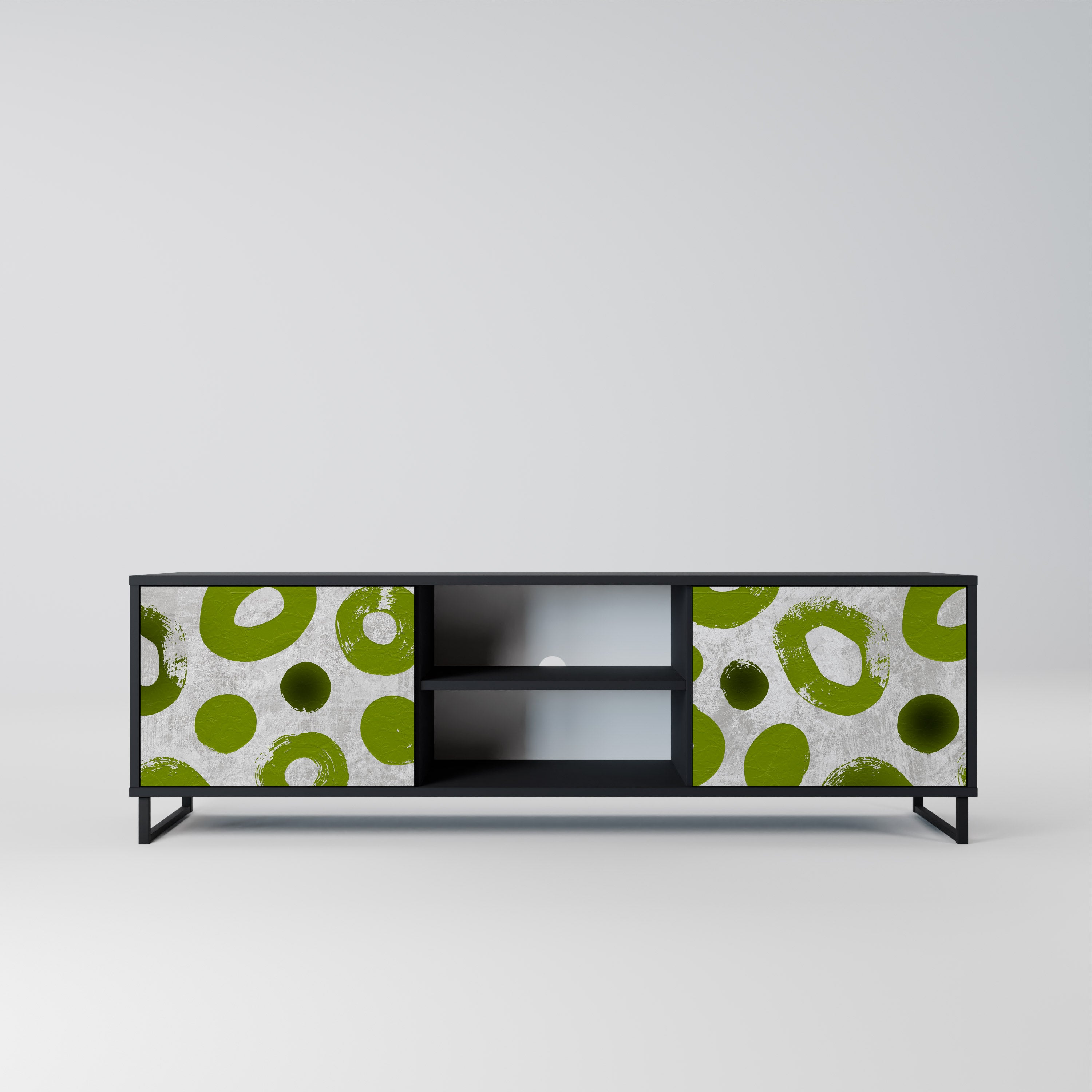 Mueble de TV de 2 puertas GREEN RHAPSODY en acabado negro