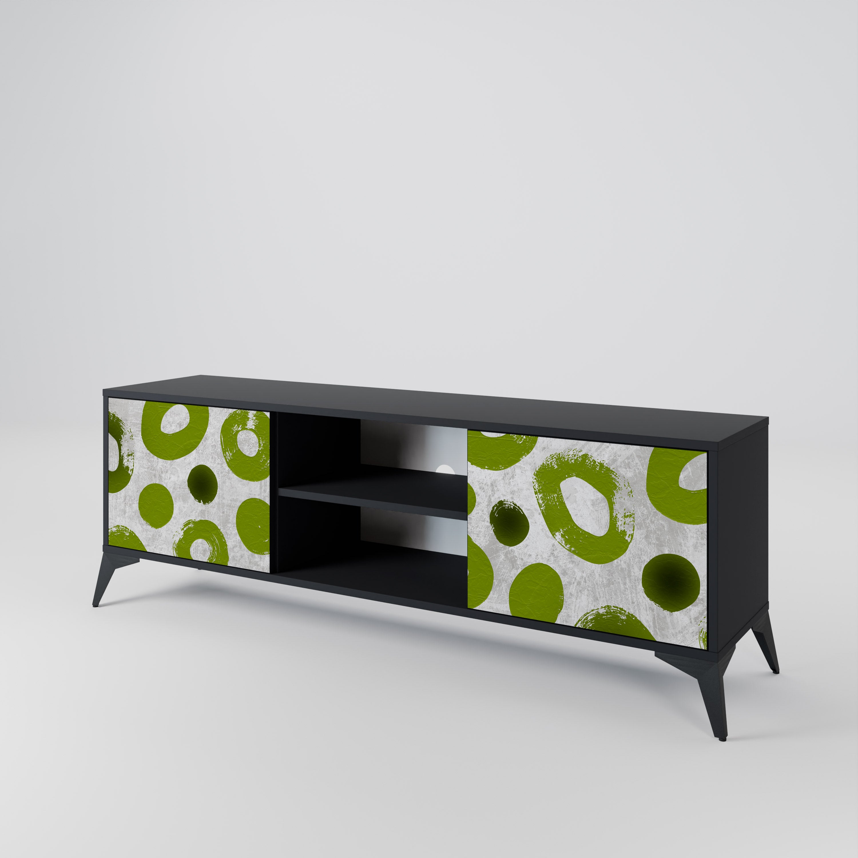 Mueble de TV de 2 puertas GREEN RHAPSODY en acabado negro