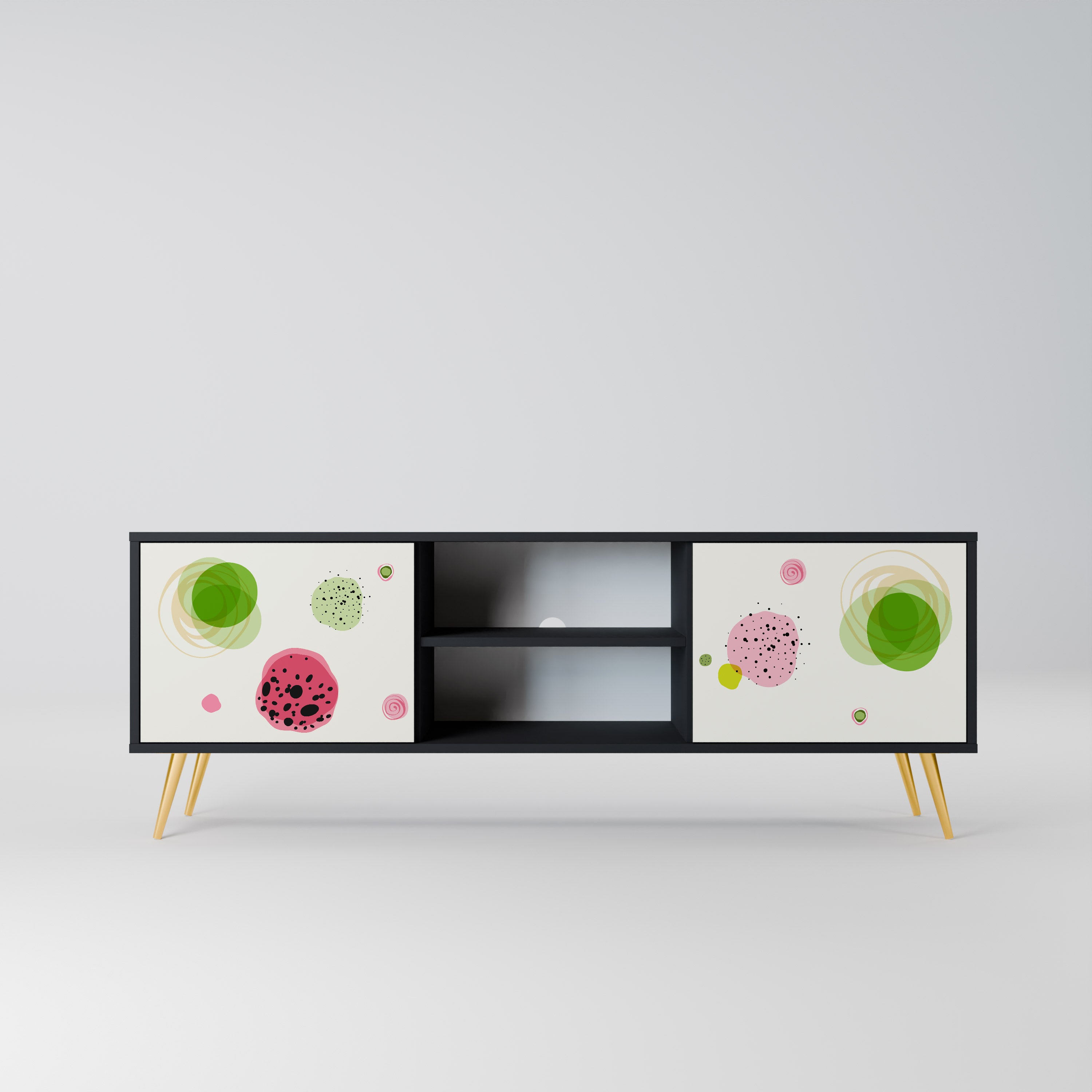 Mueble de TV COLORFUL COSMOS de 2 puertas con acabado negro